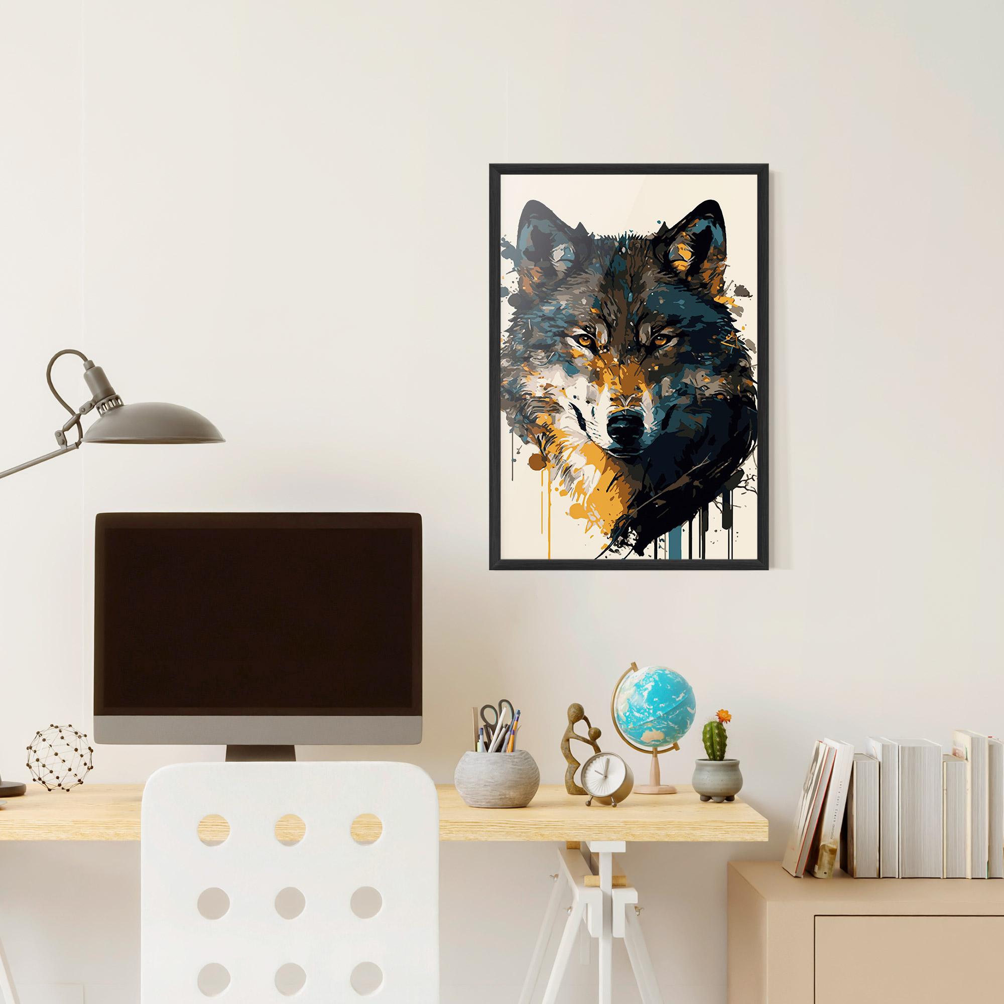 Gerahmte Poster Wolf Head Art mockup 6