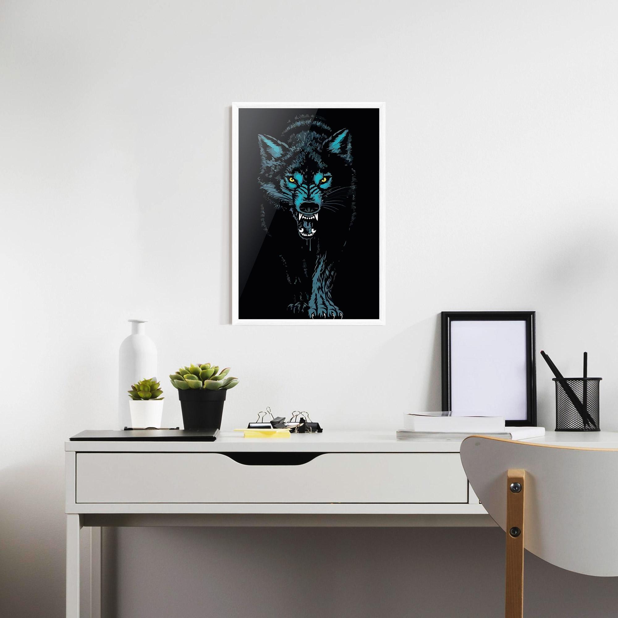 Gerahmte Poster Blue Wolf mockup 7
