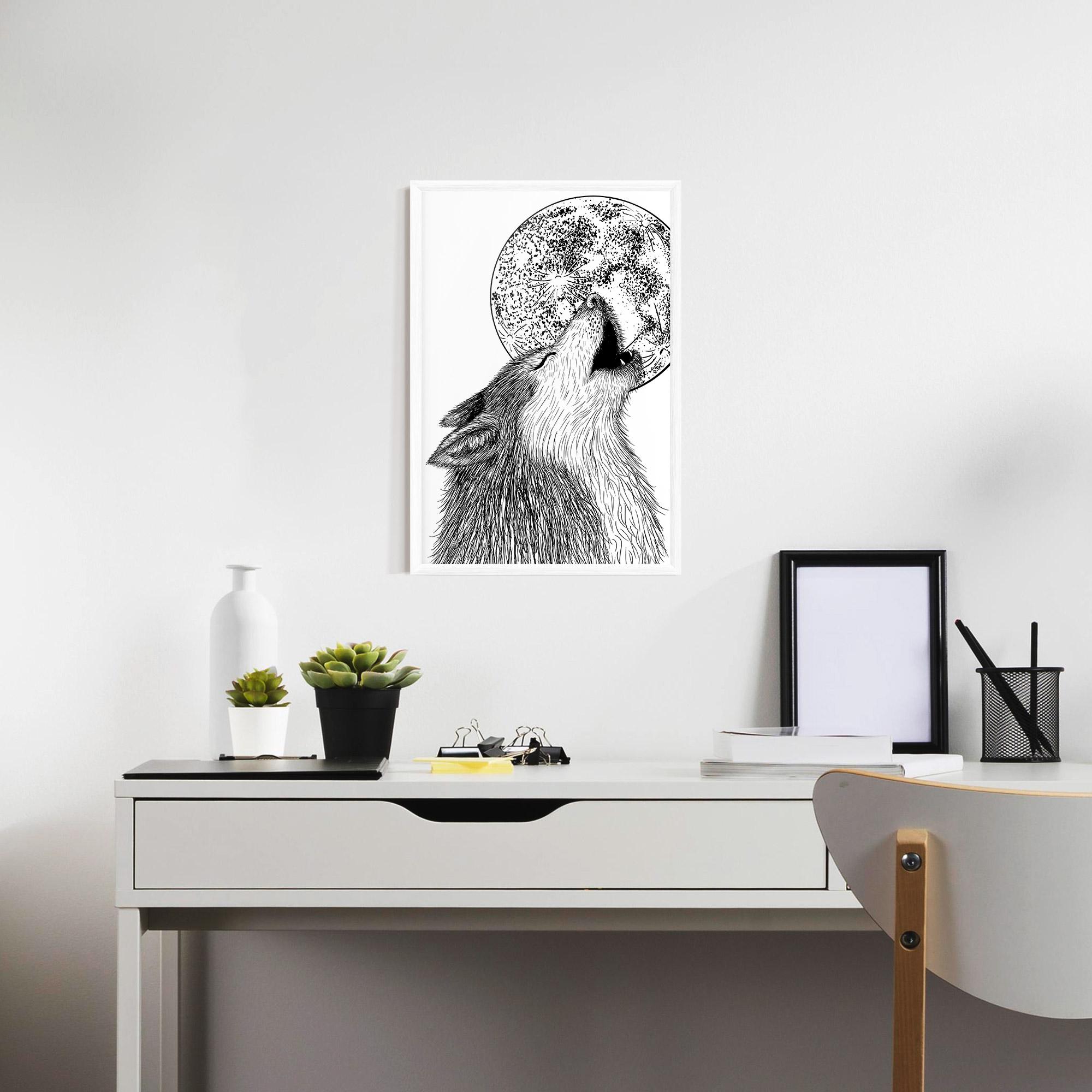Gerahmte Poster Pretty Moon Wolf mockup 7