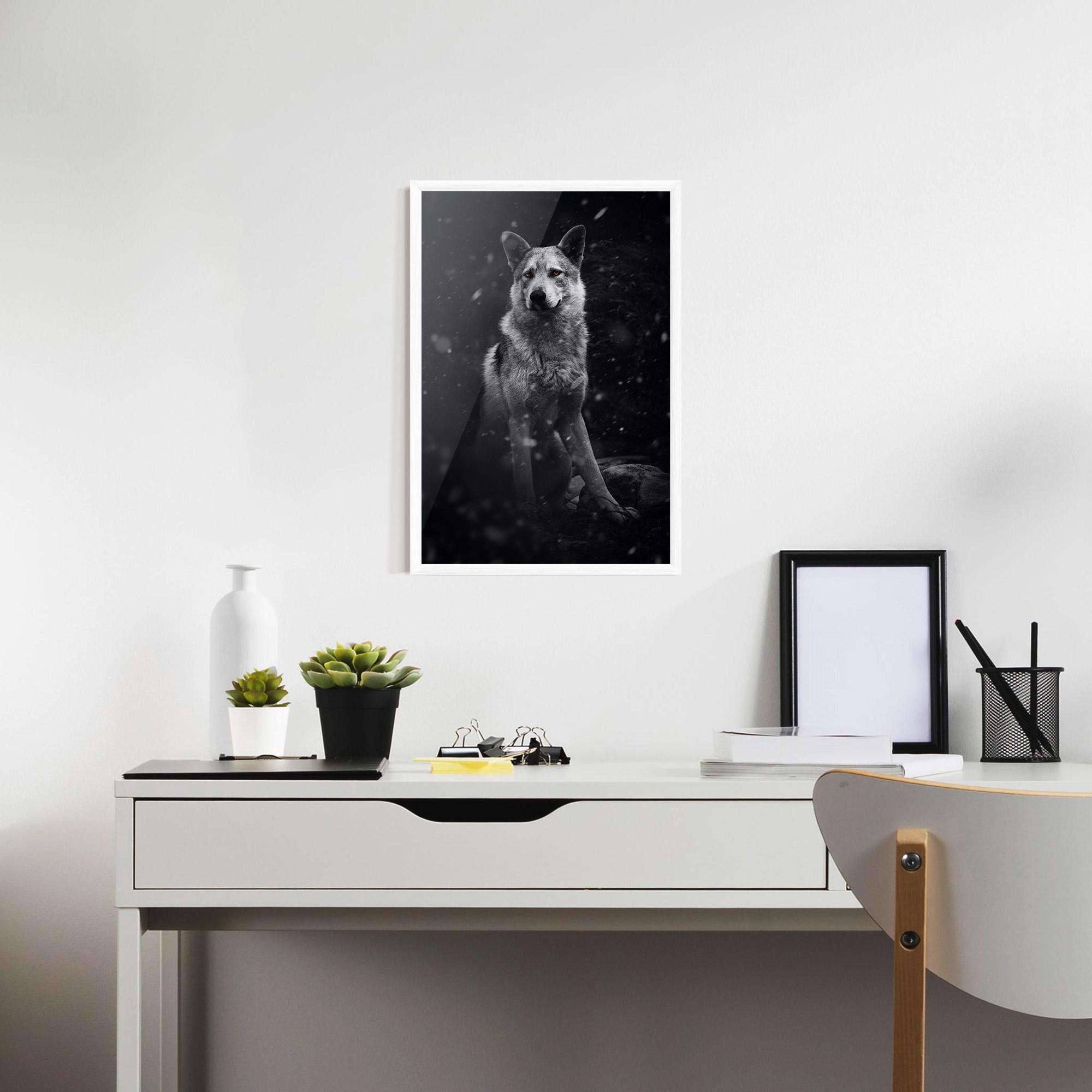 Gerahmte Poster Sitting Wolf mockup 7