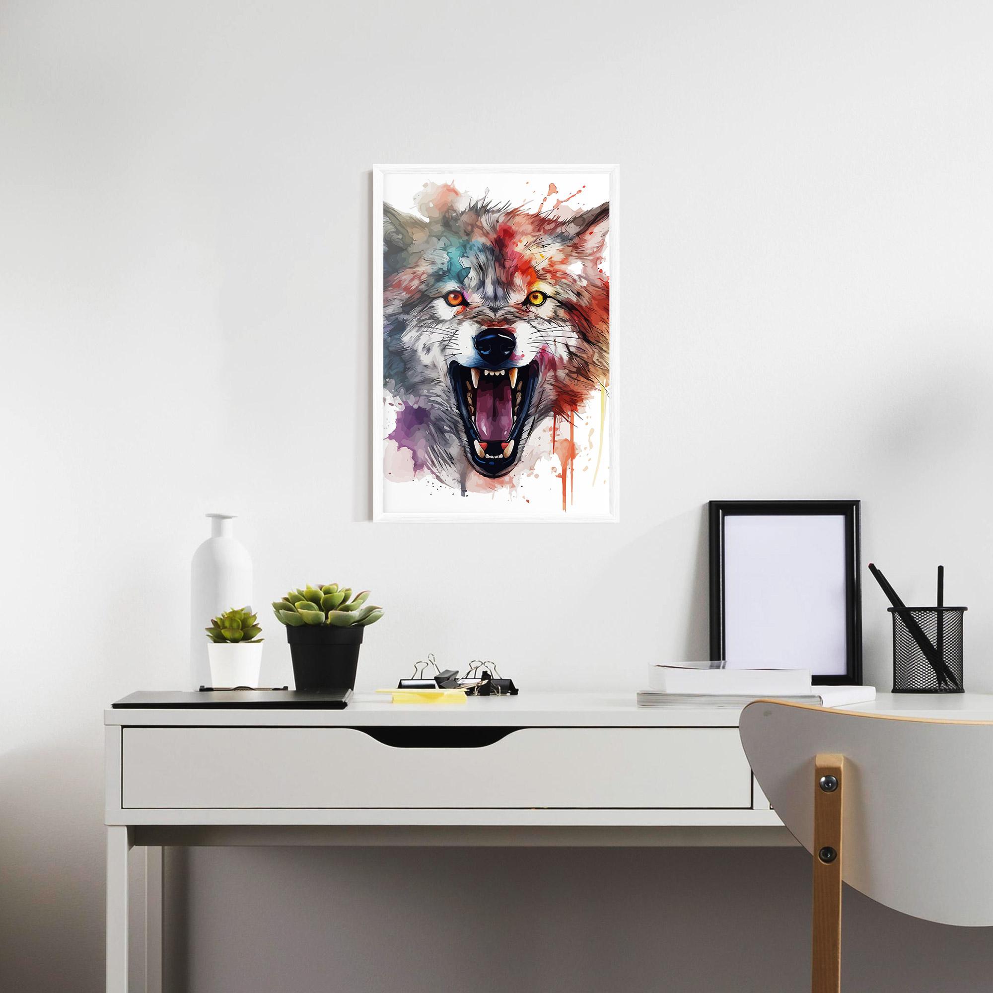 Gerahmte Poster Watercolor Angry Wolf mockup 7