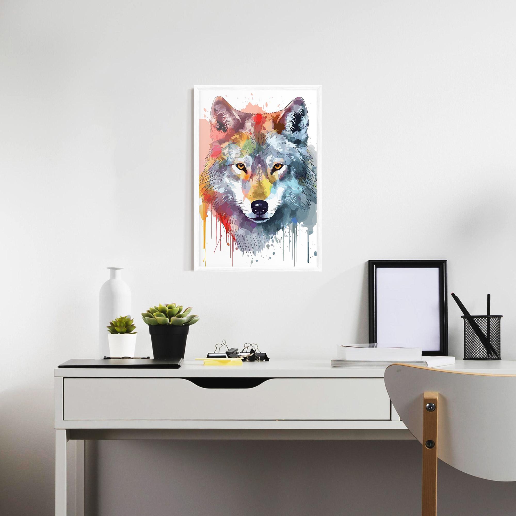 Gerahmte Poster Watercolor Wolf mockup 7