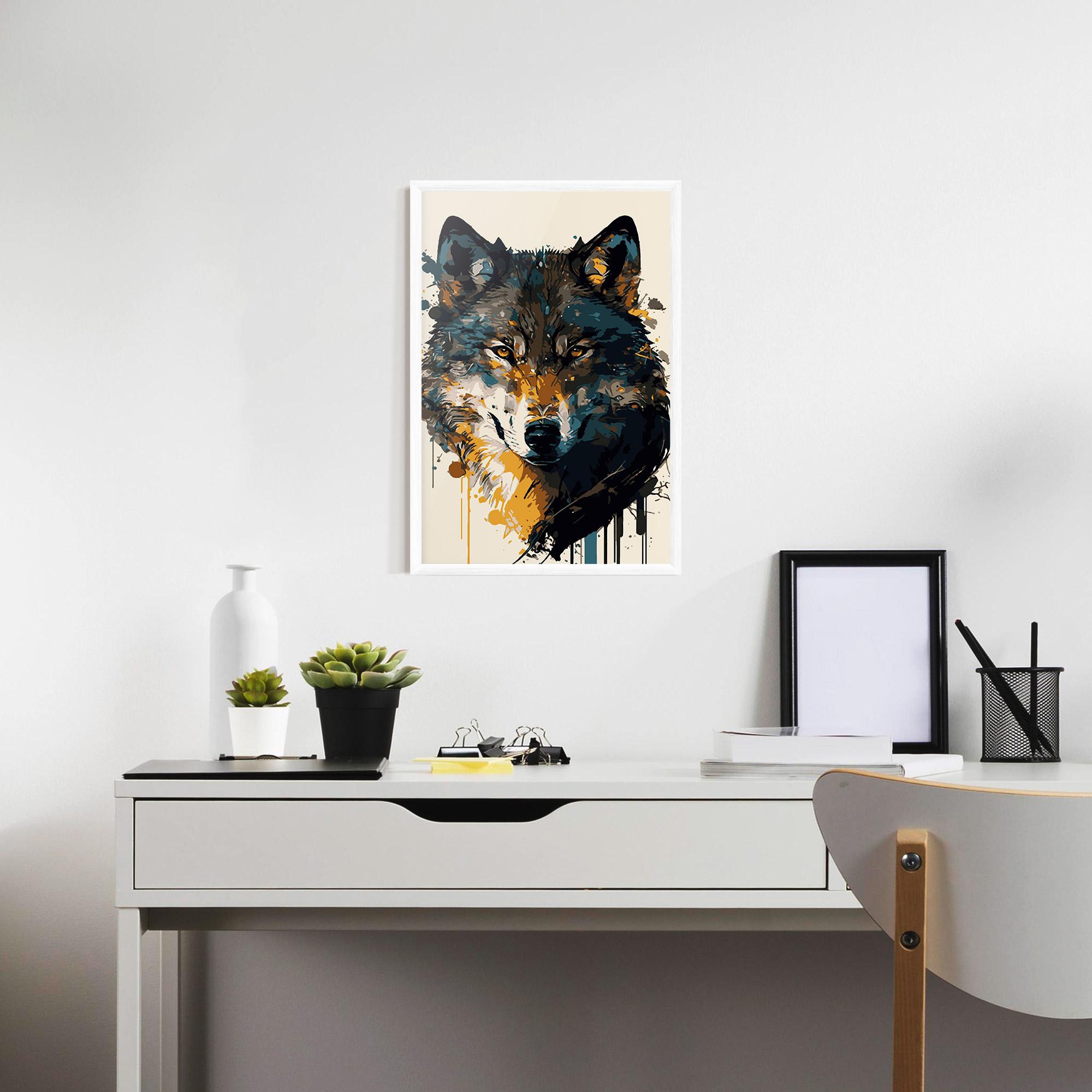 Gerahmte Poster Wolf Head Art mockup 7