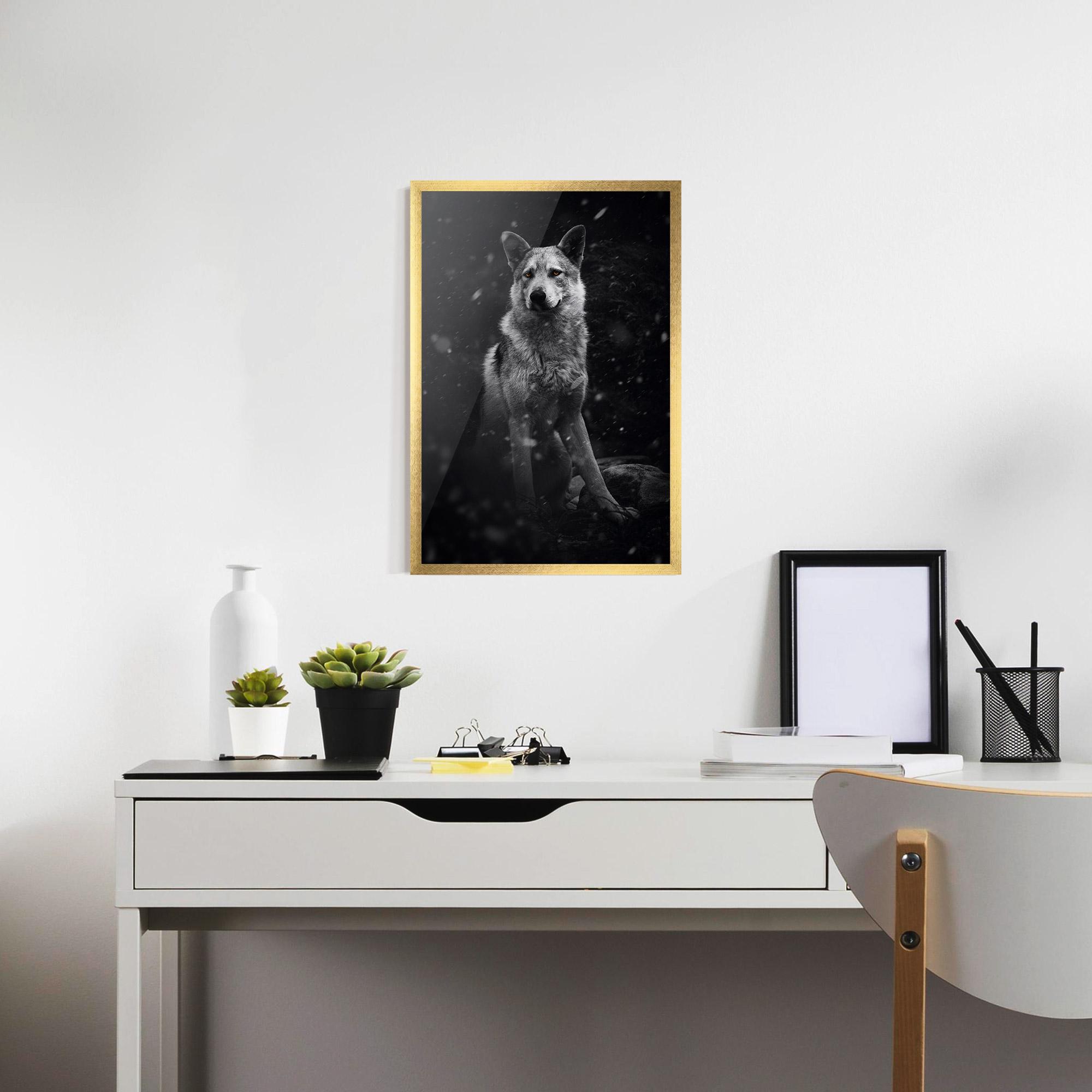 Gerahmte Poster Sitting Wolf mockup 7