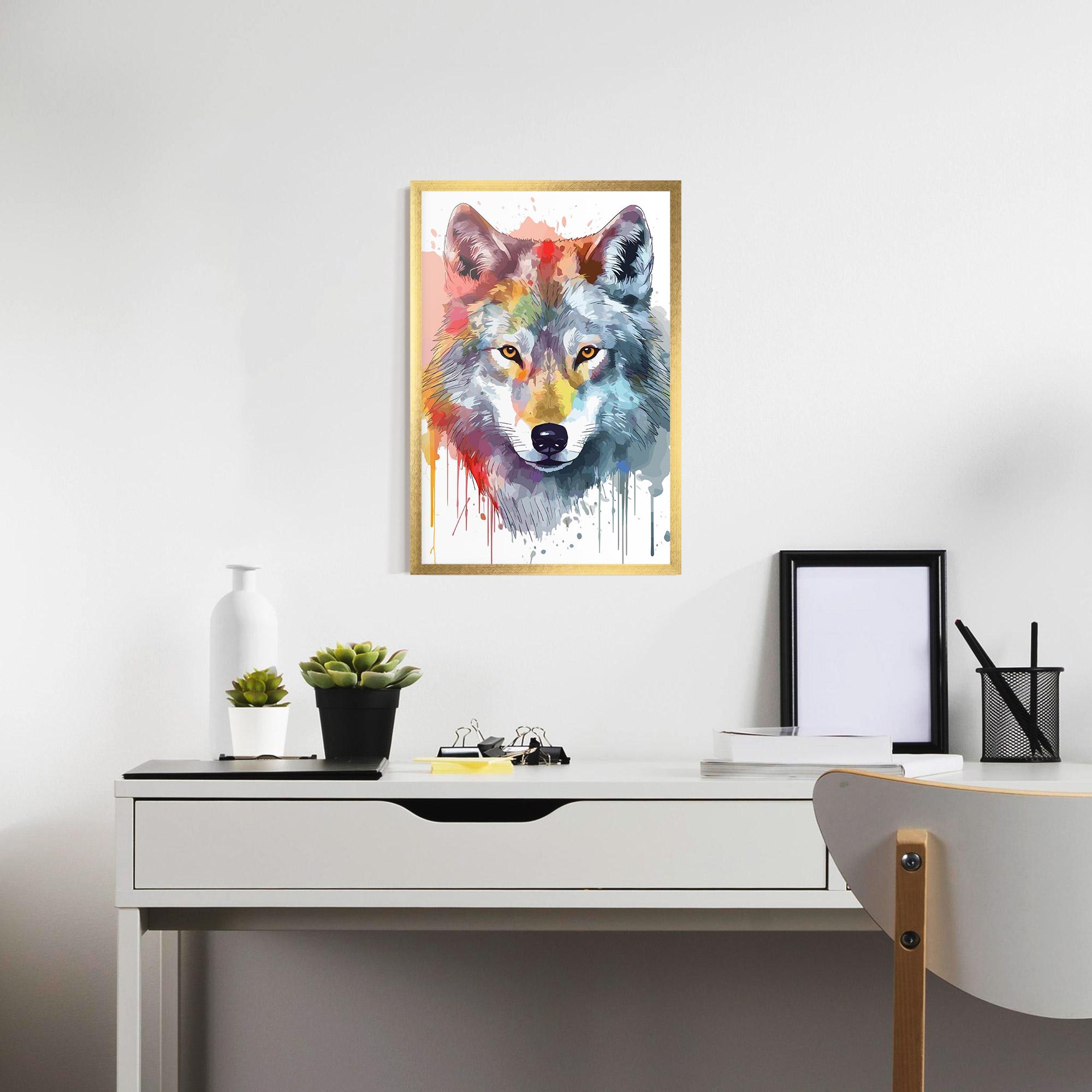 Gerahmte Poster Watercolor Wolf mockup 7