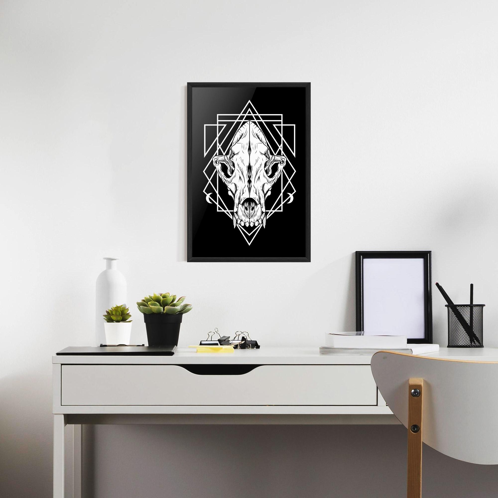 Gerahmte Poster Dark Wolf Skull mockup 7