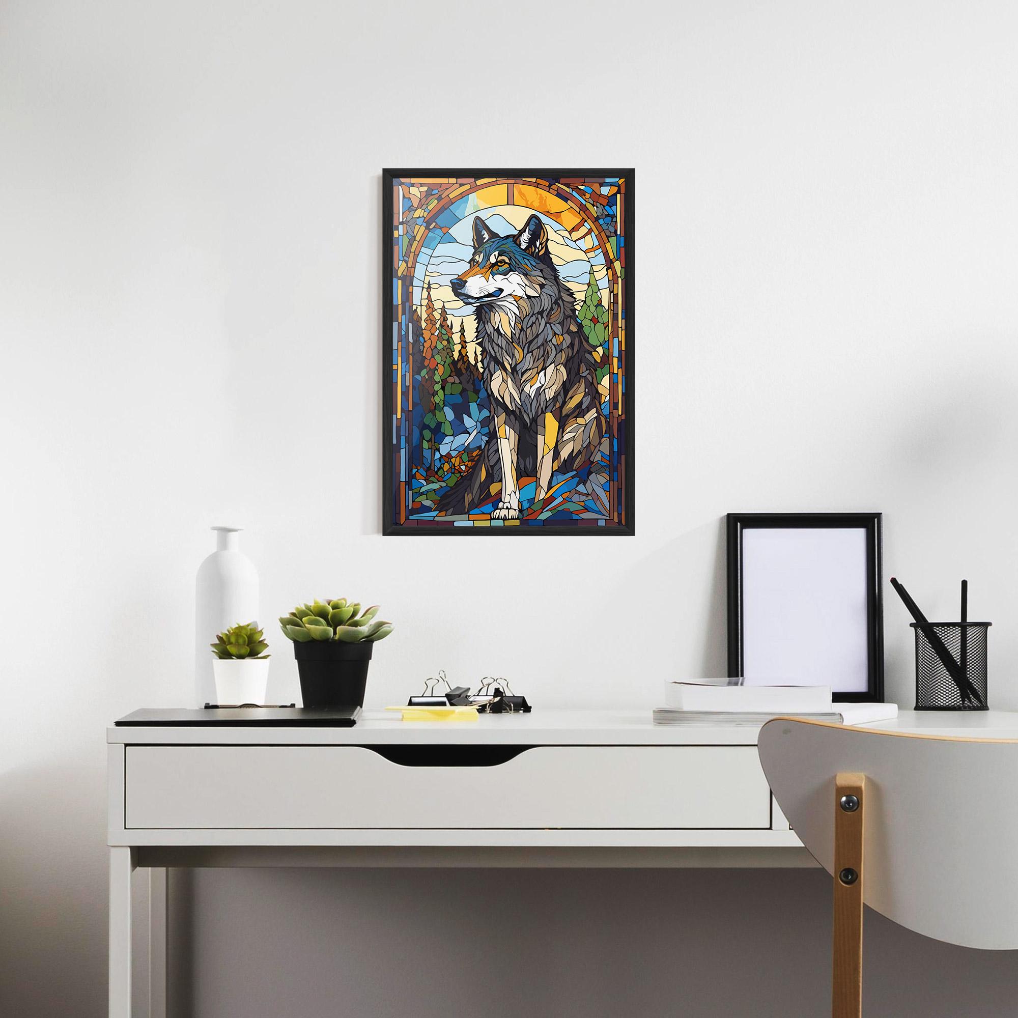 Gerahmte Poster Glass Wolf mockup 7