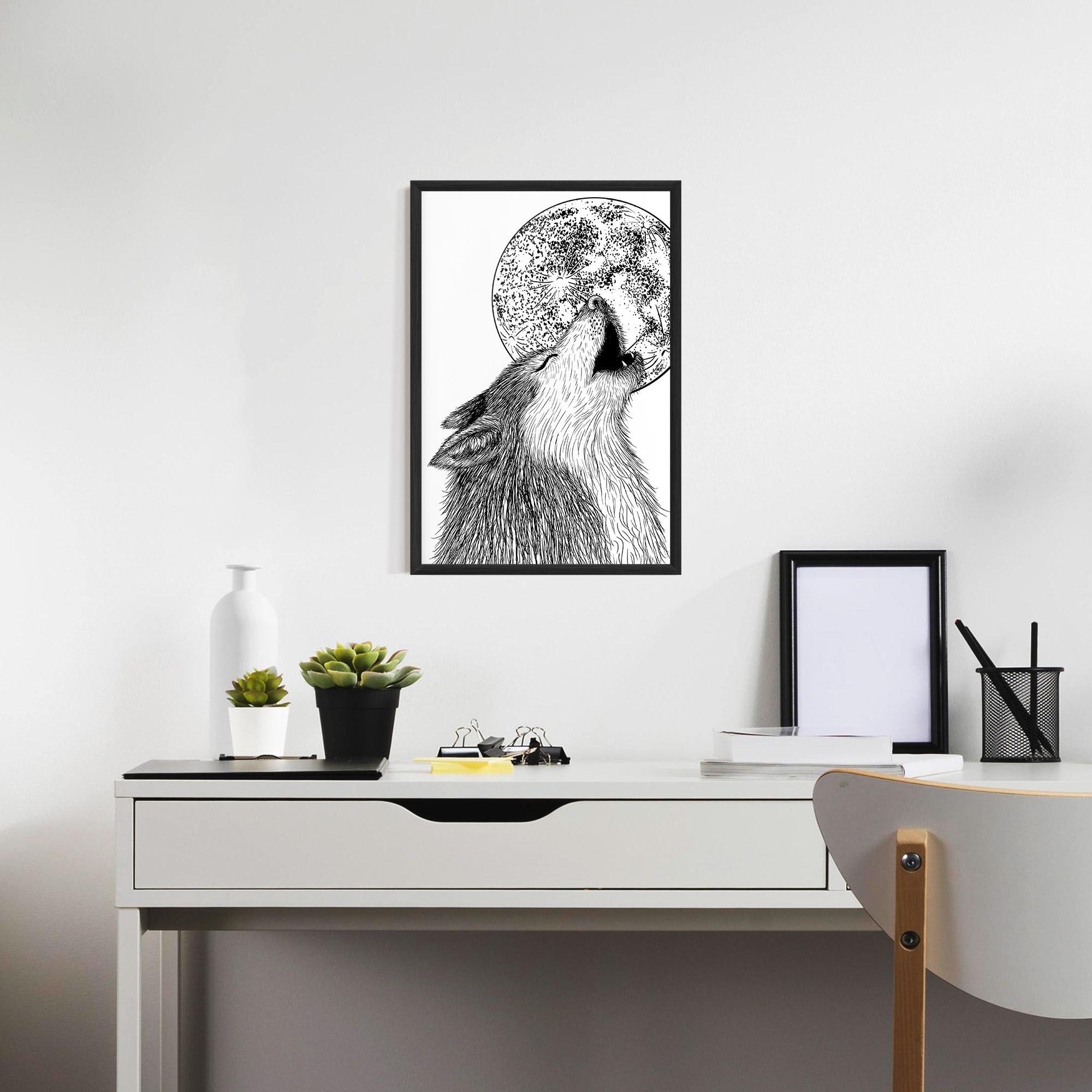 Gerahmte Poster Pretty Moon Wolf mockup 7