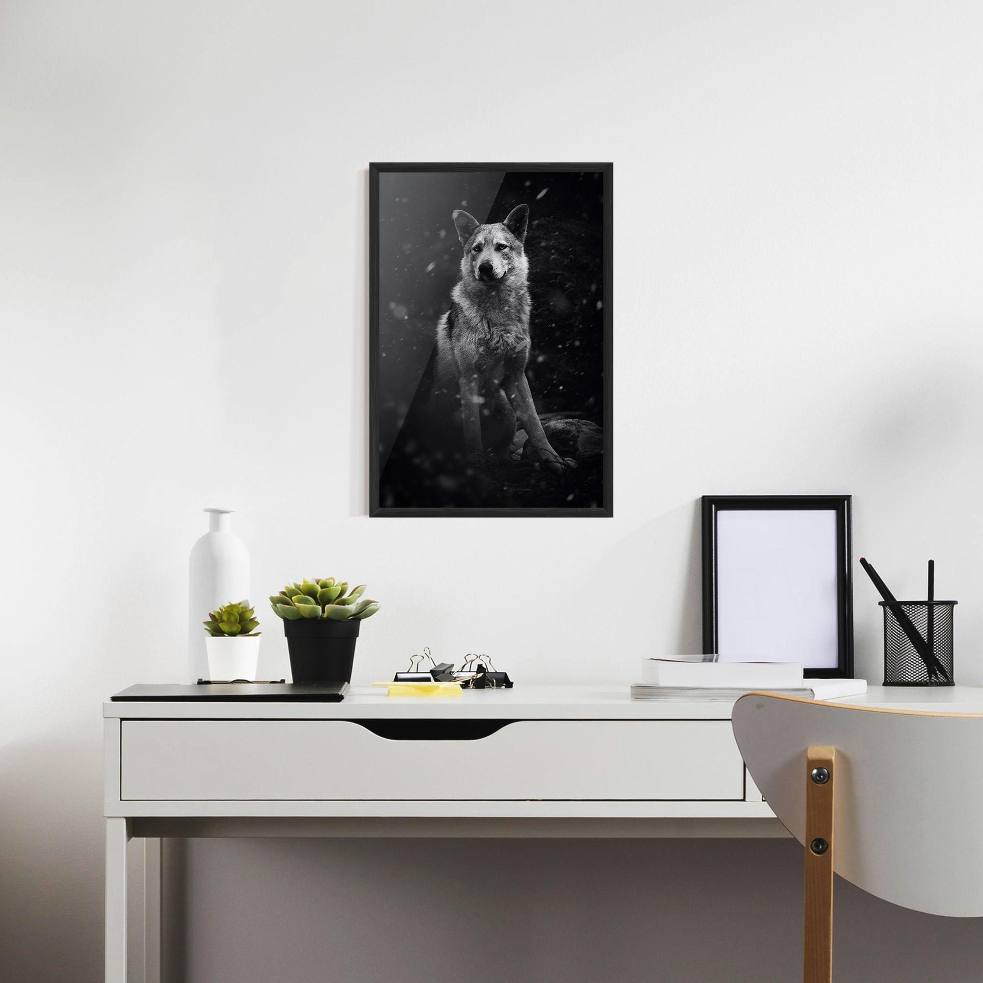 Gerahmte Poster Sitting Wolf mockup 7
