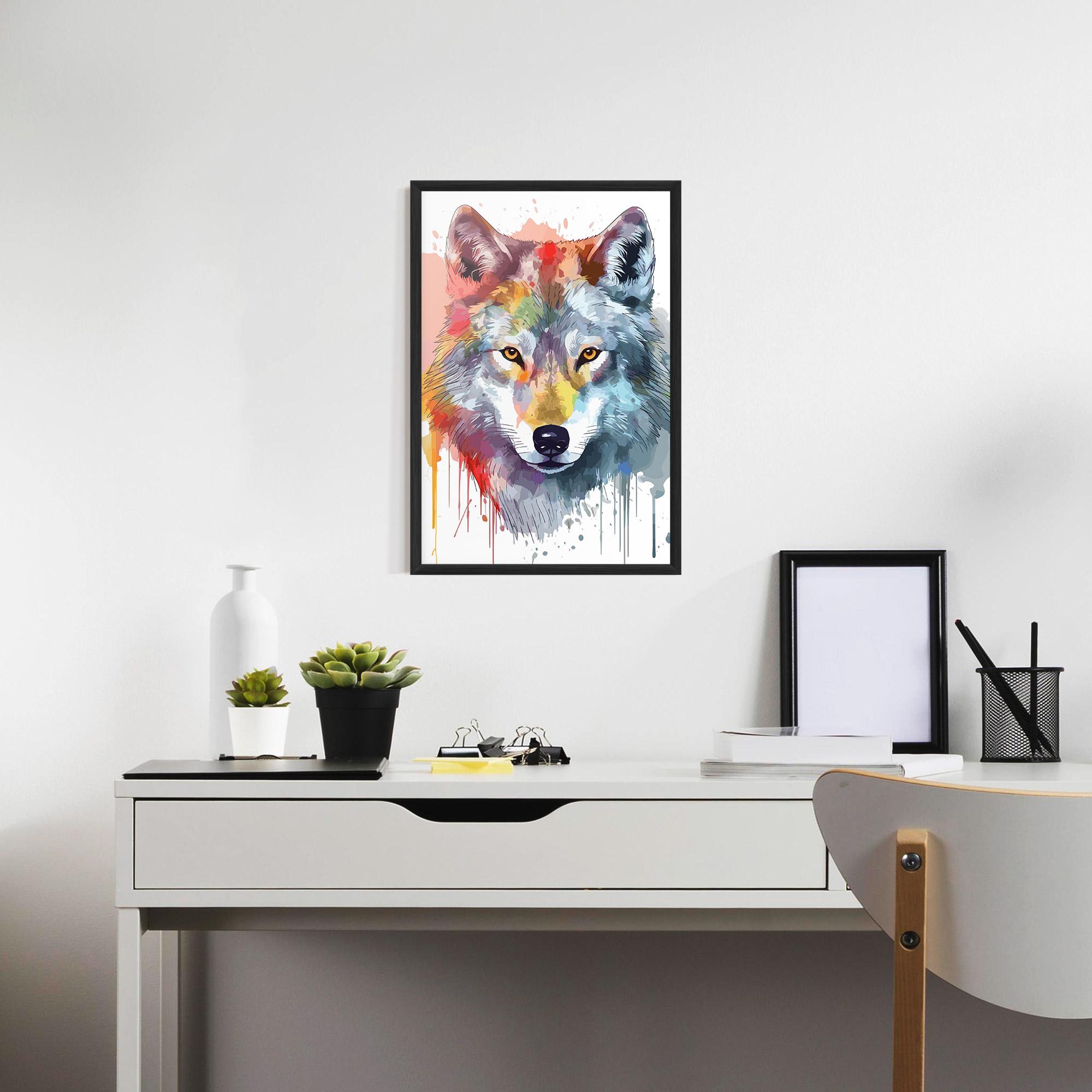 Gerahmte Poster Watercolor Wolf mockup 7