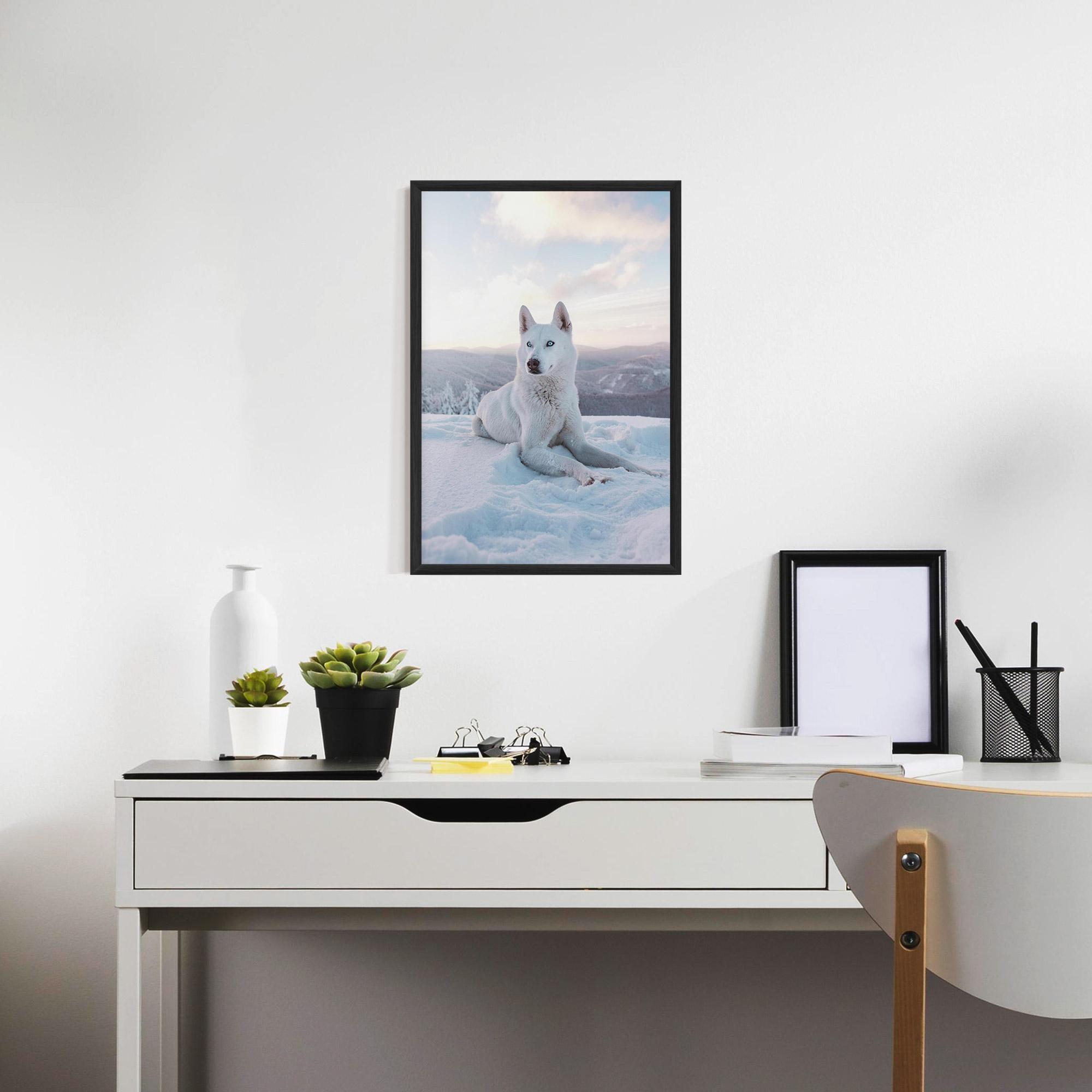 Gerahmte Poster White Snow Wolf mockup 7