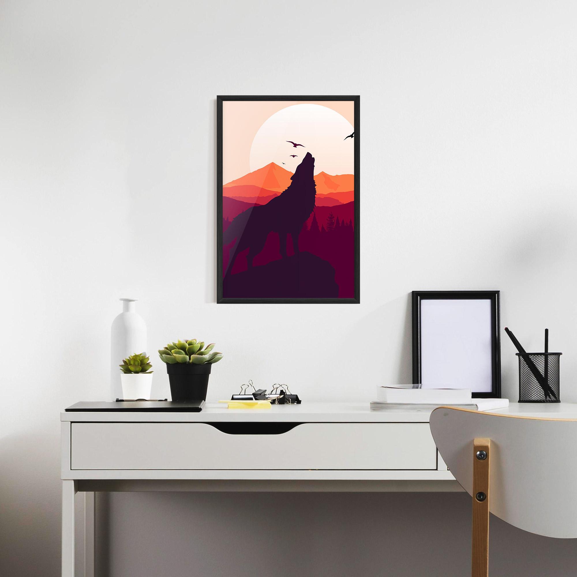 Gerahmte Poster Wolf Pink Moon mockup 7
