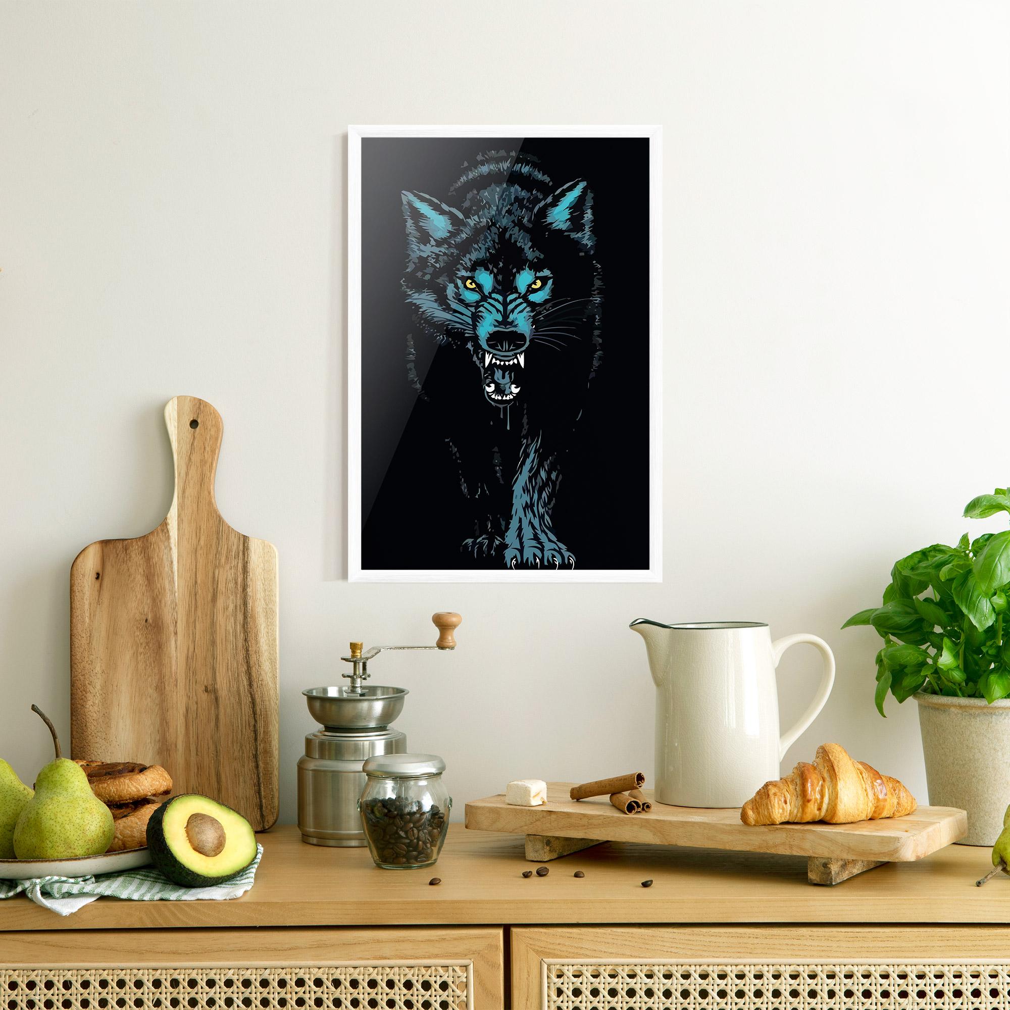 Gerahmte Poster Blue Wolf mockup 8
