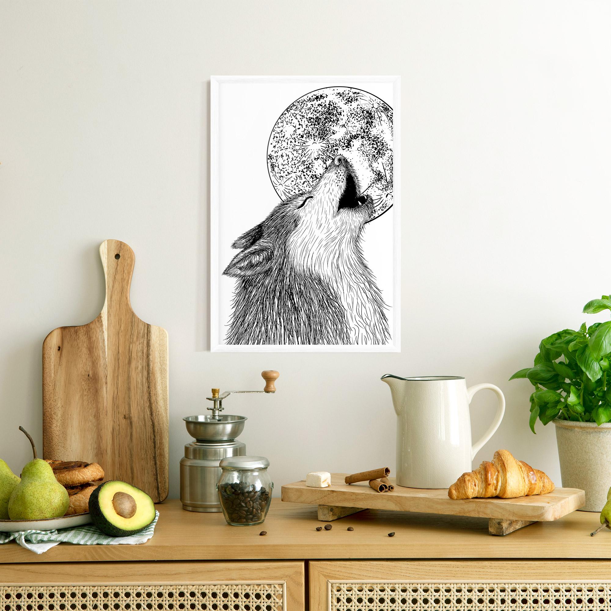 Gerahmte Poster Pretty Moon Wolf mockup 8