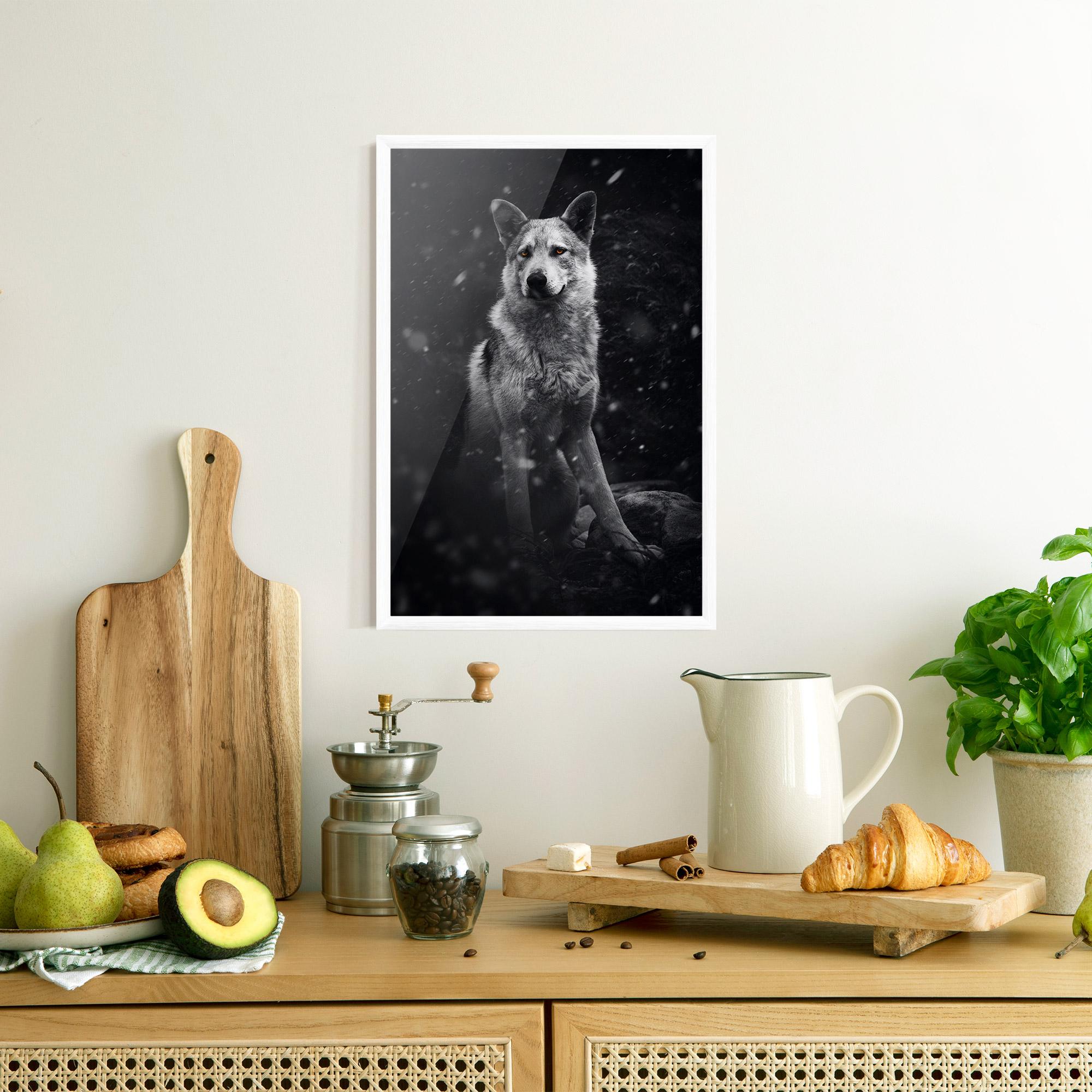 Gerahmte Poster Sitting Wolf mockup 8