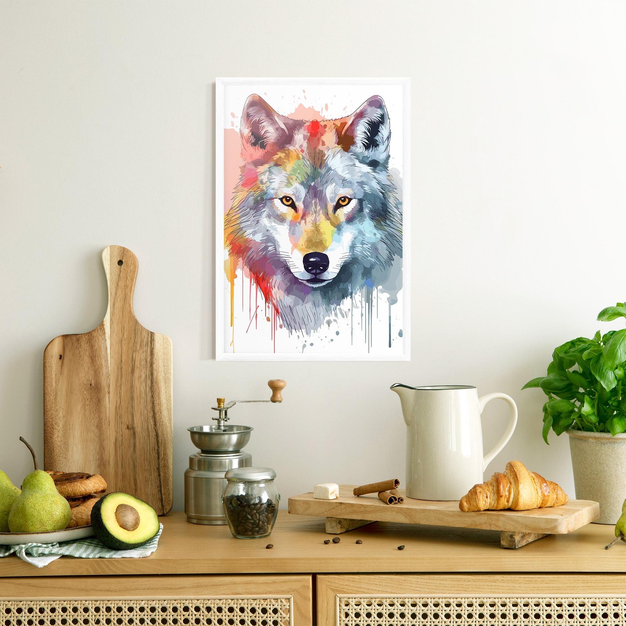 Gerahmte Poster Watercolor Wolf mockup 8