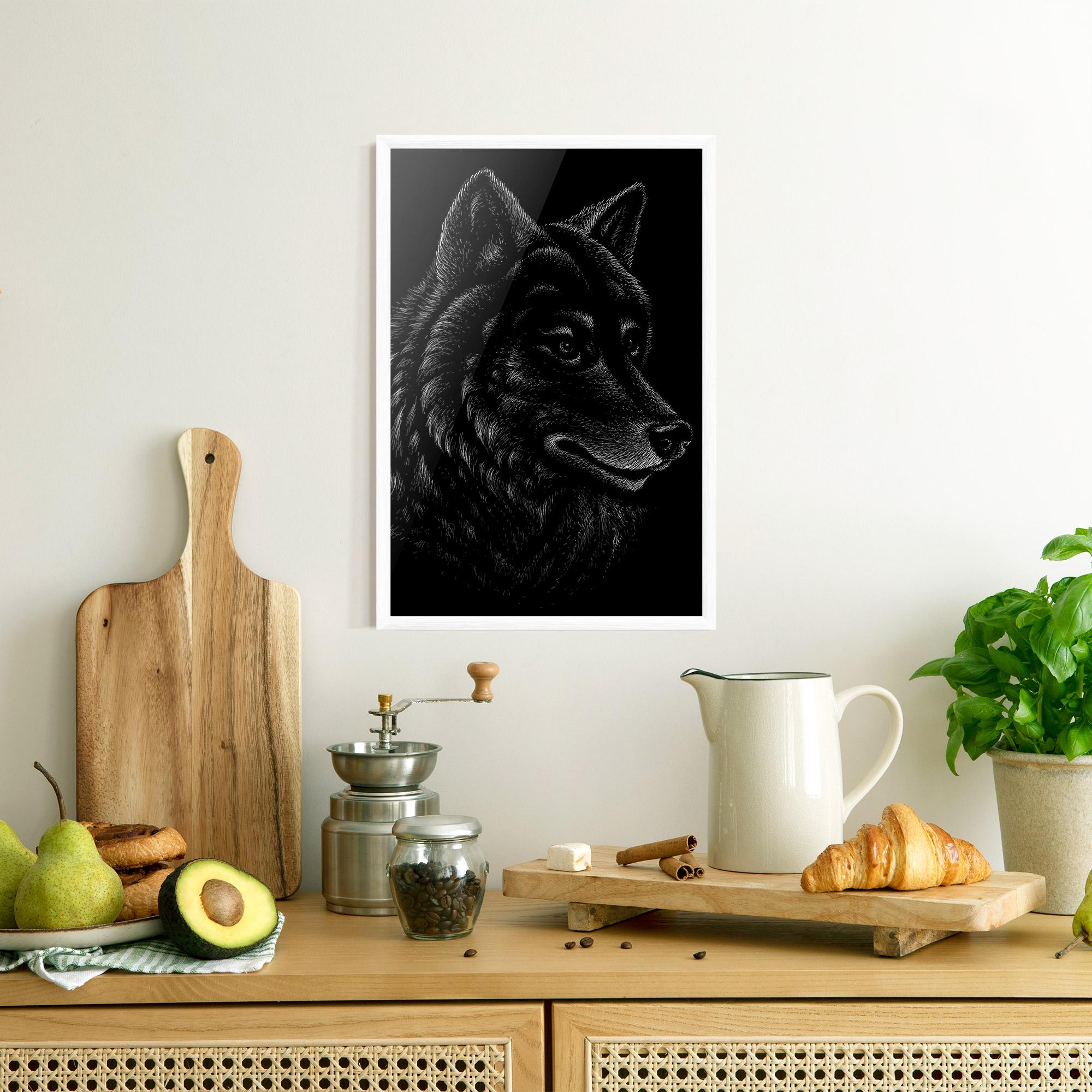 Gerahmte Poster Wolf Shillouette Head mockup 8