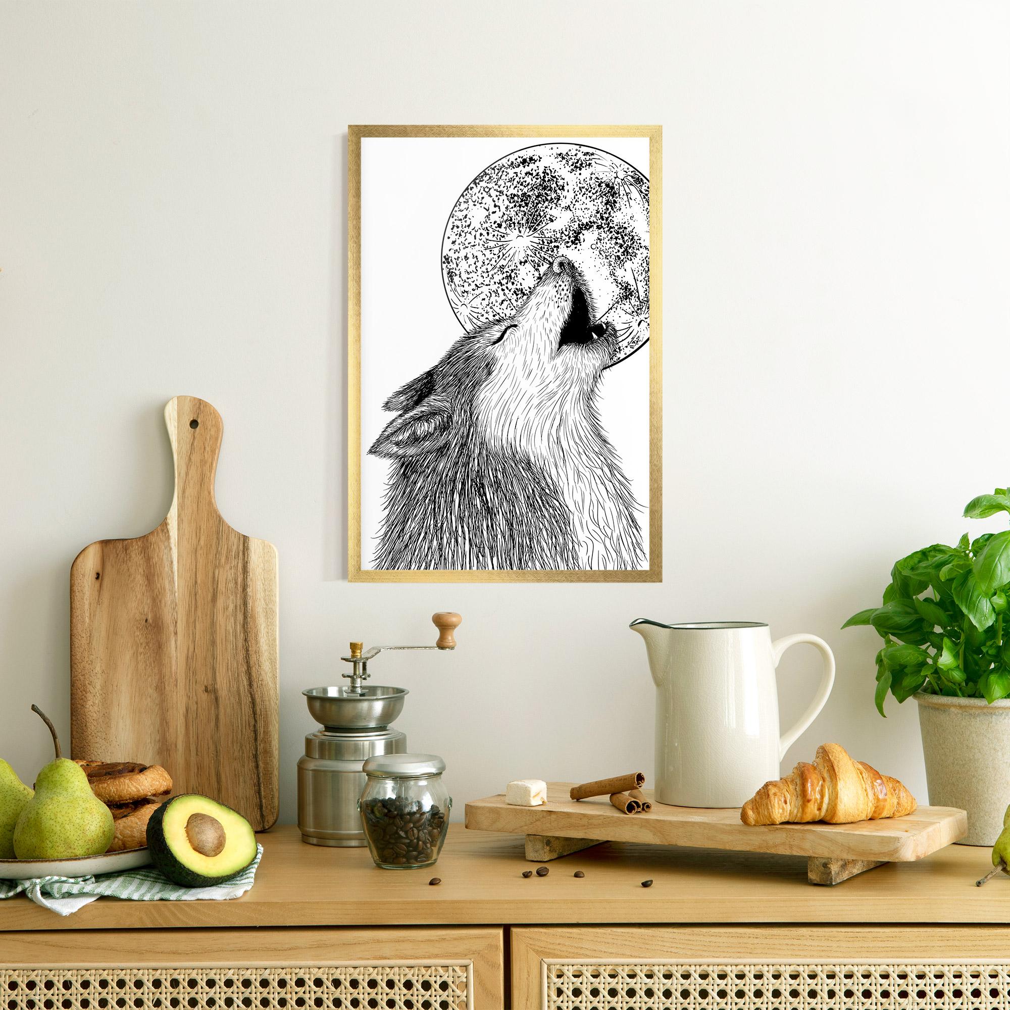 Gerahmte Poster Pretty Moon Wolf mockup 8