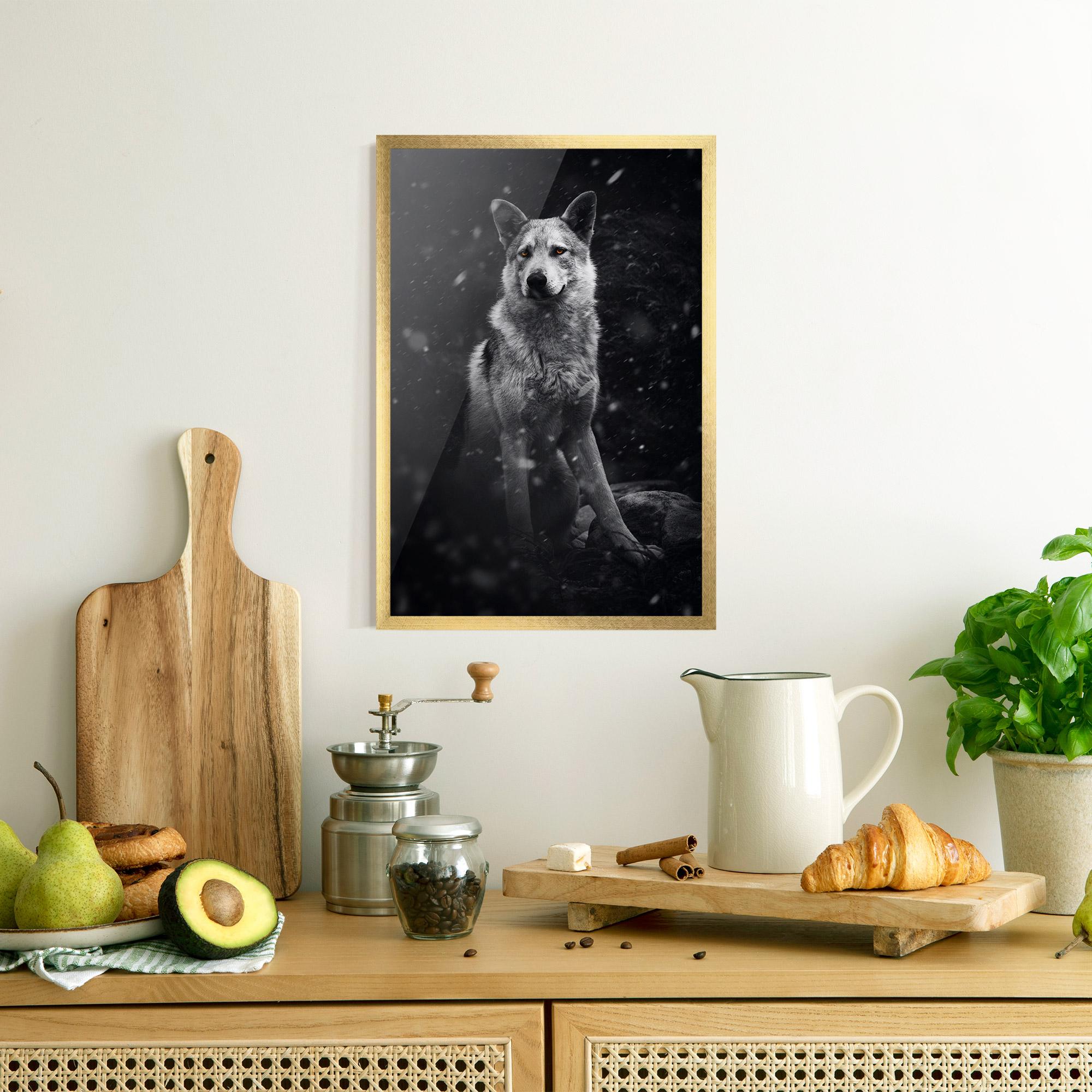 Gerahmte Poster Sitting Wolf mockup 8