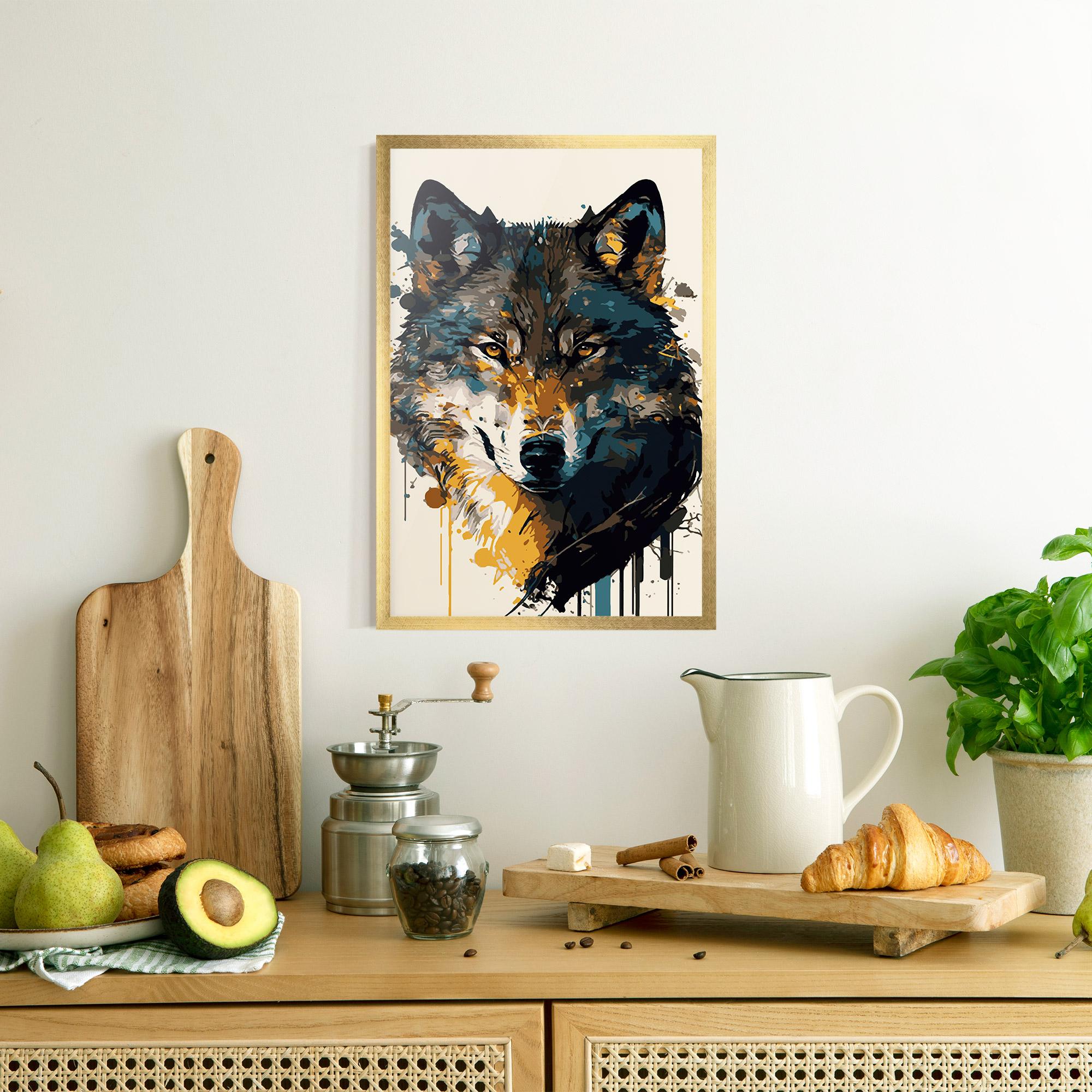 Gerahmte Poster Wolf Head Art mockup 8