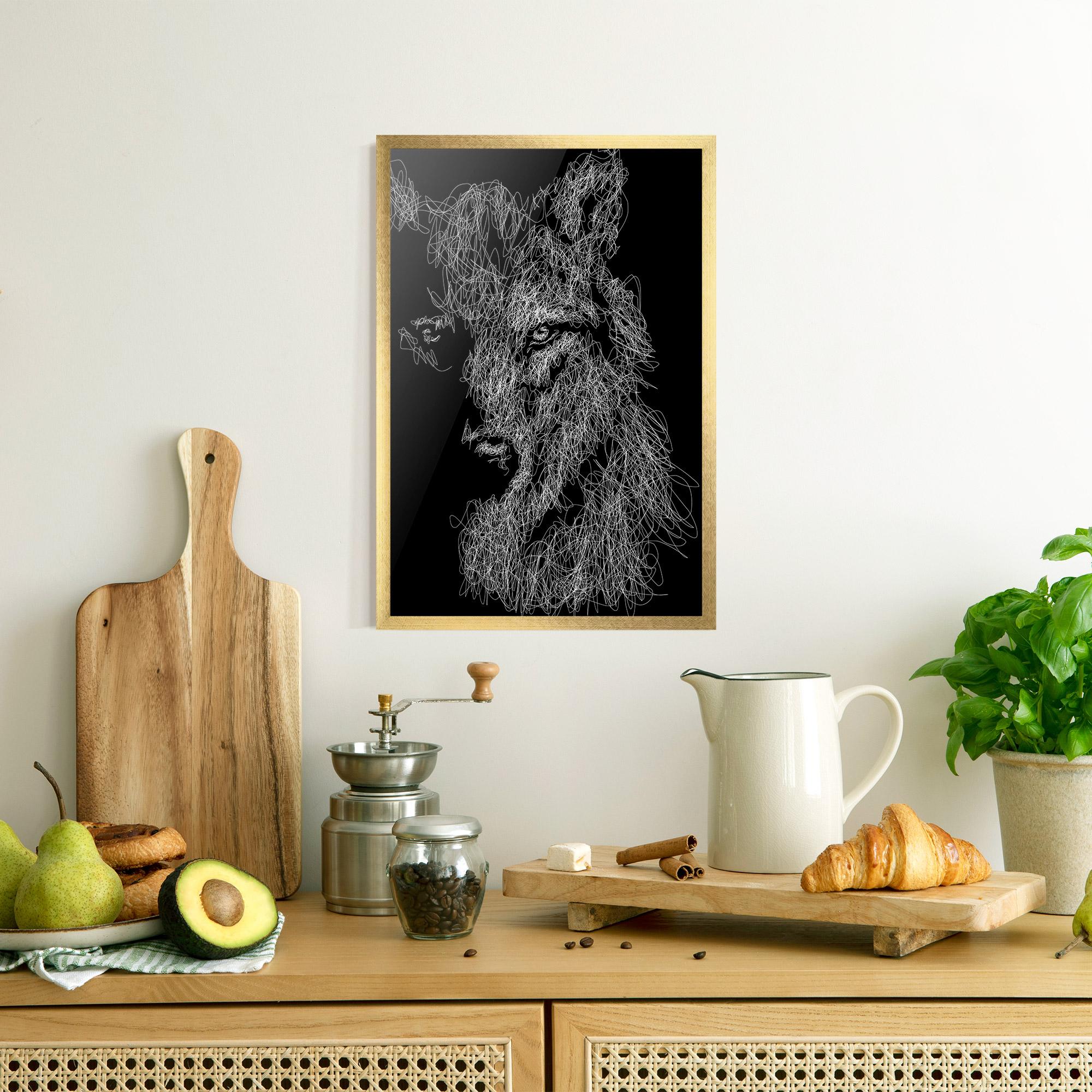 Gerahmte Poster Wolf Line mockup 8