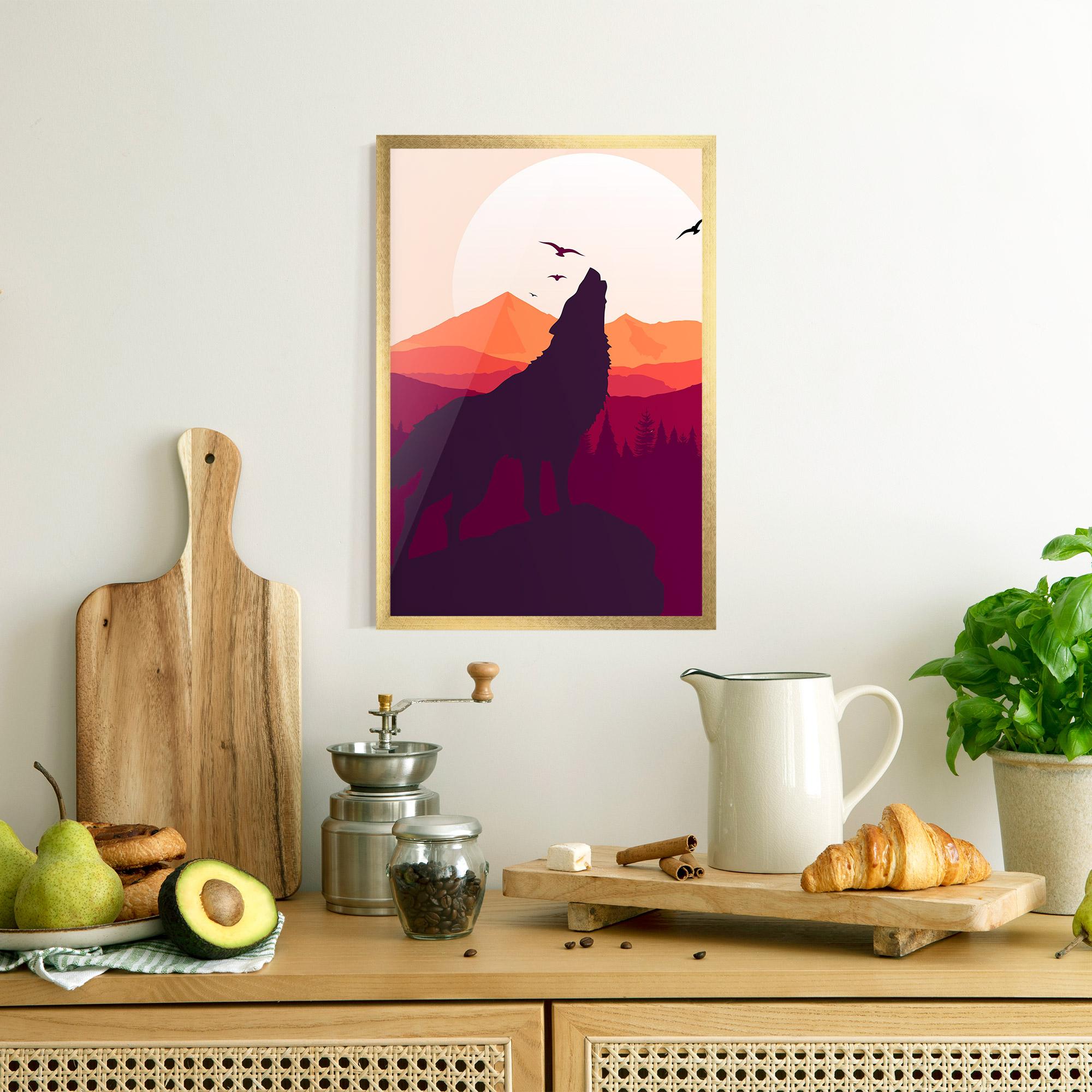 Gerahmte Poster Wolf Pink Moon mockup 8