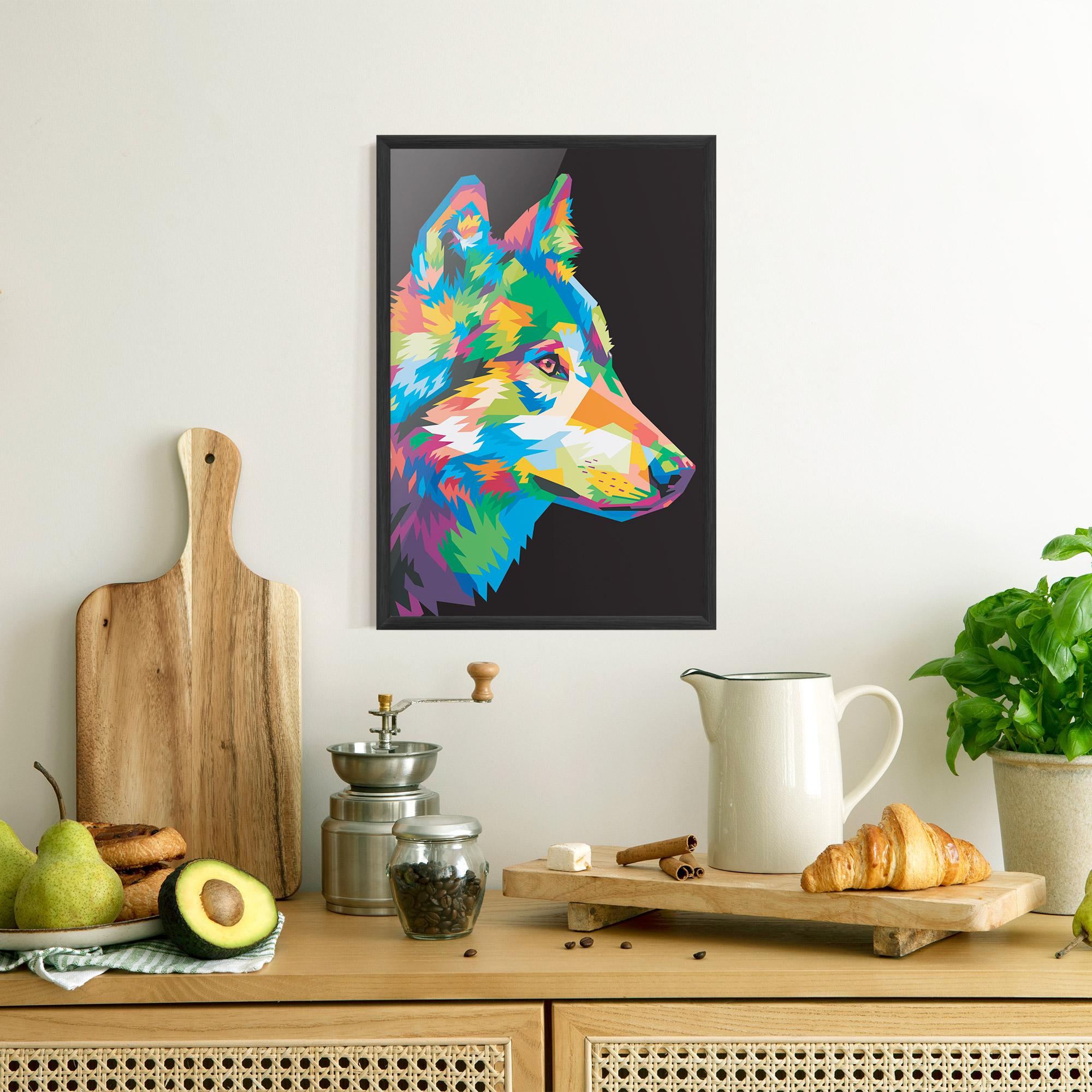 Gerahmte Poster Colorful Wolf mockup 8