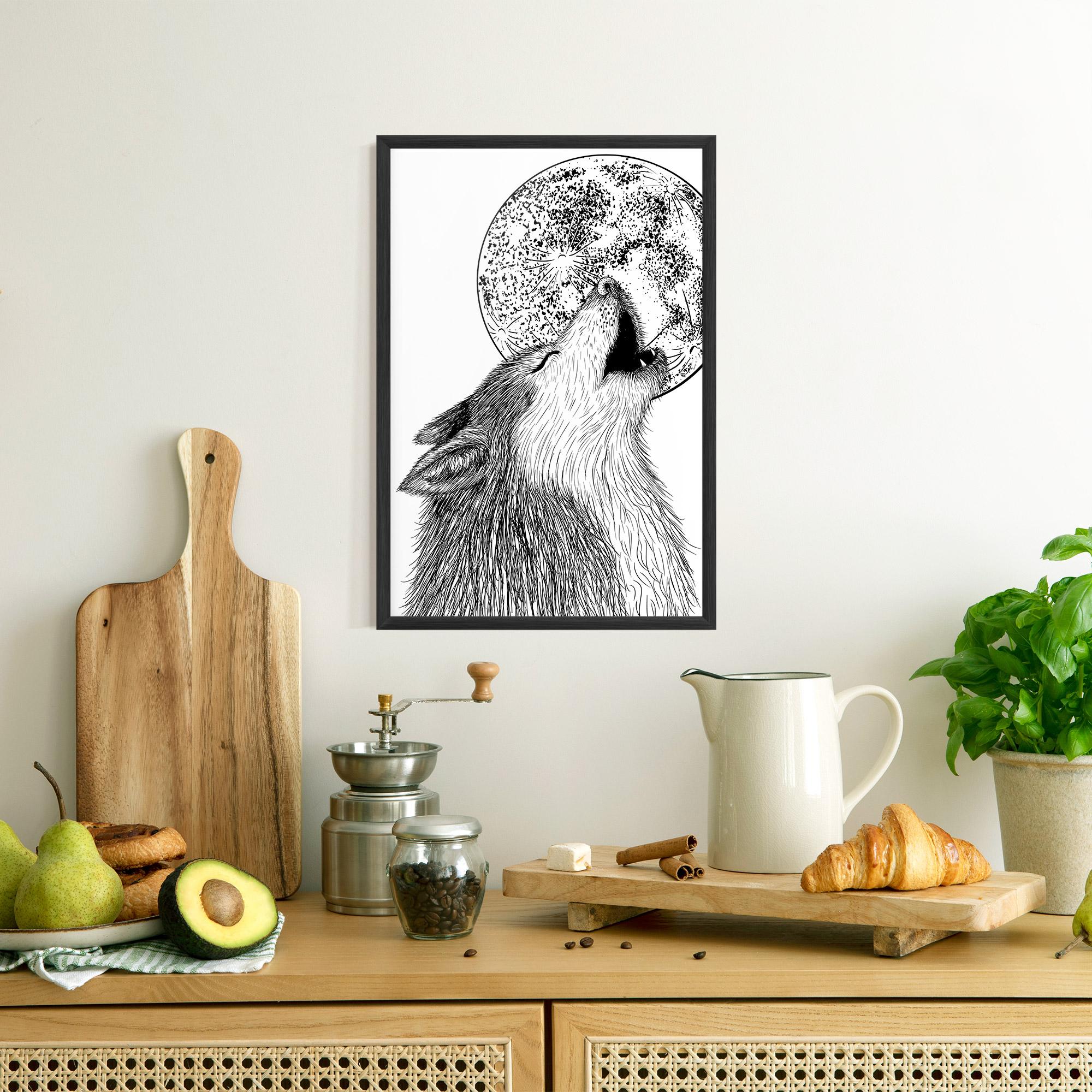 Gerahmte Poster Pretty Moon Wolf mockup 8