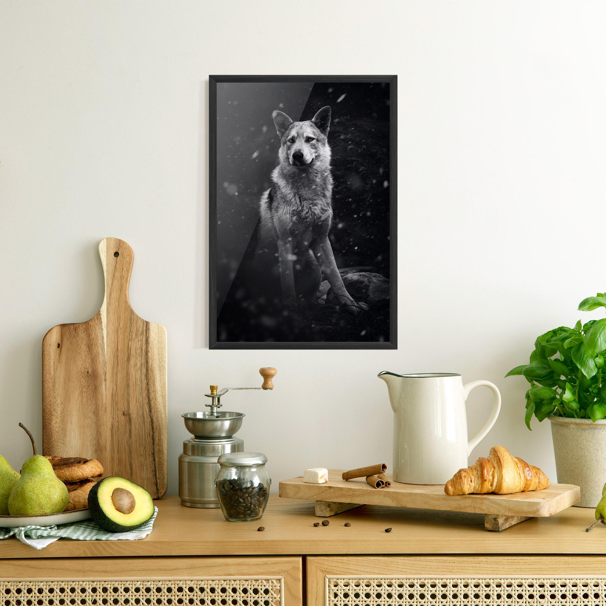Gerahmte Poster Sitting Wolf mockup 8
