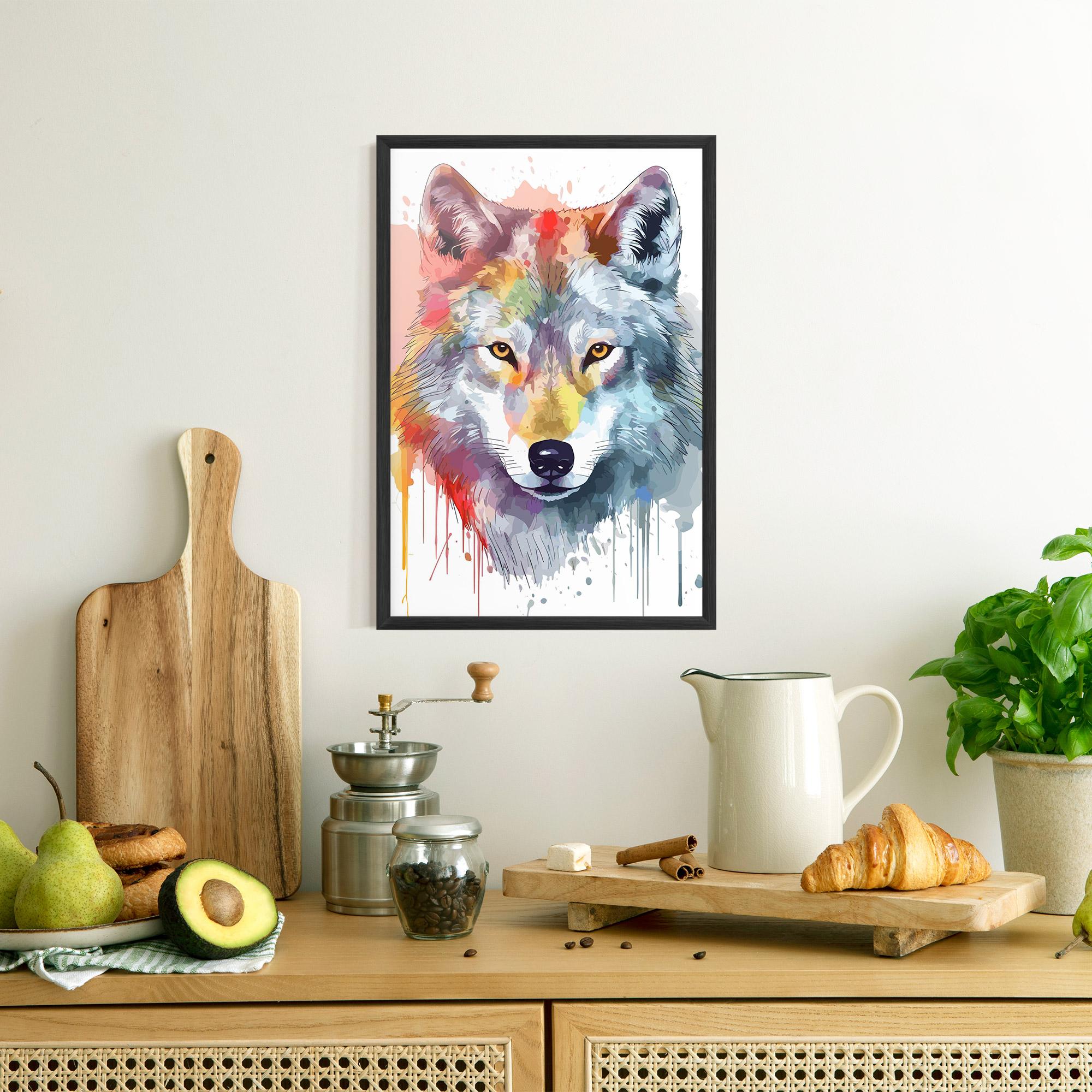 Gerahmte Poster Watercolor Wolf mockup 8