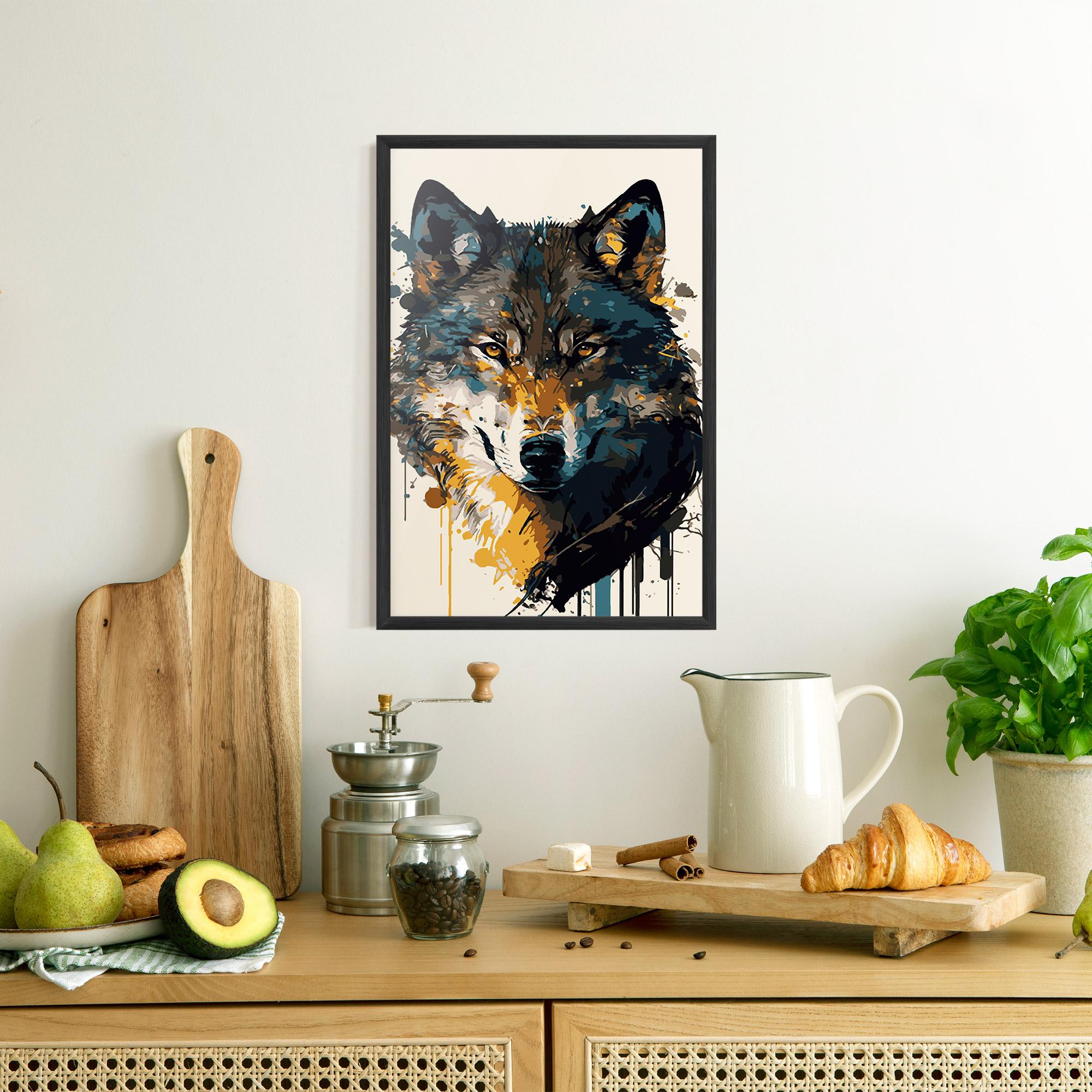 Gerahmte Poster Wolf Head Art mockup 8
