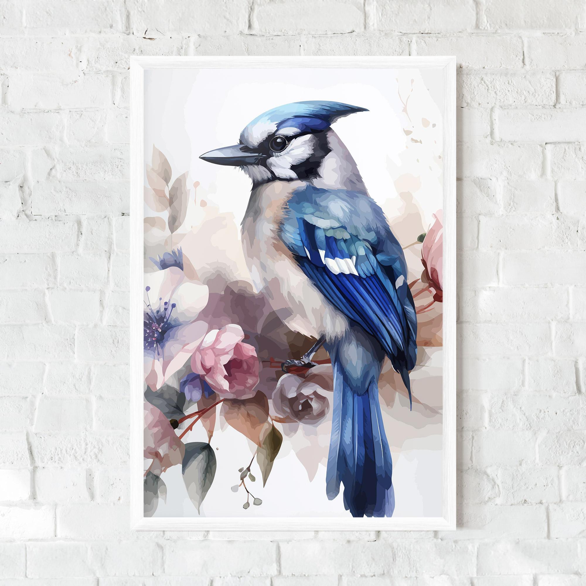 Gerahmte Poster Bird Pretty Blue mockup 0
