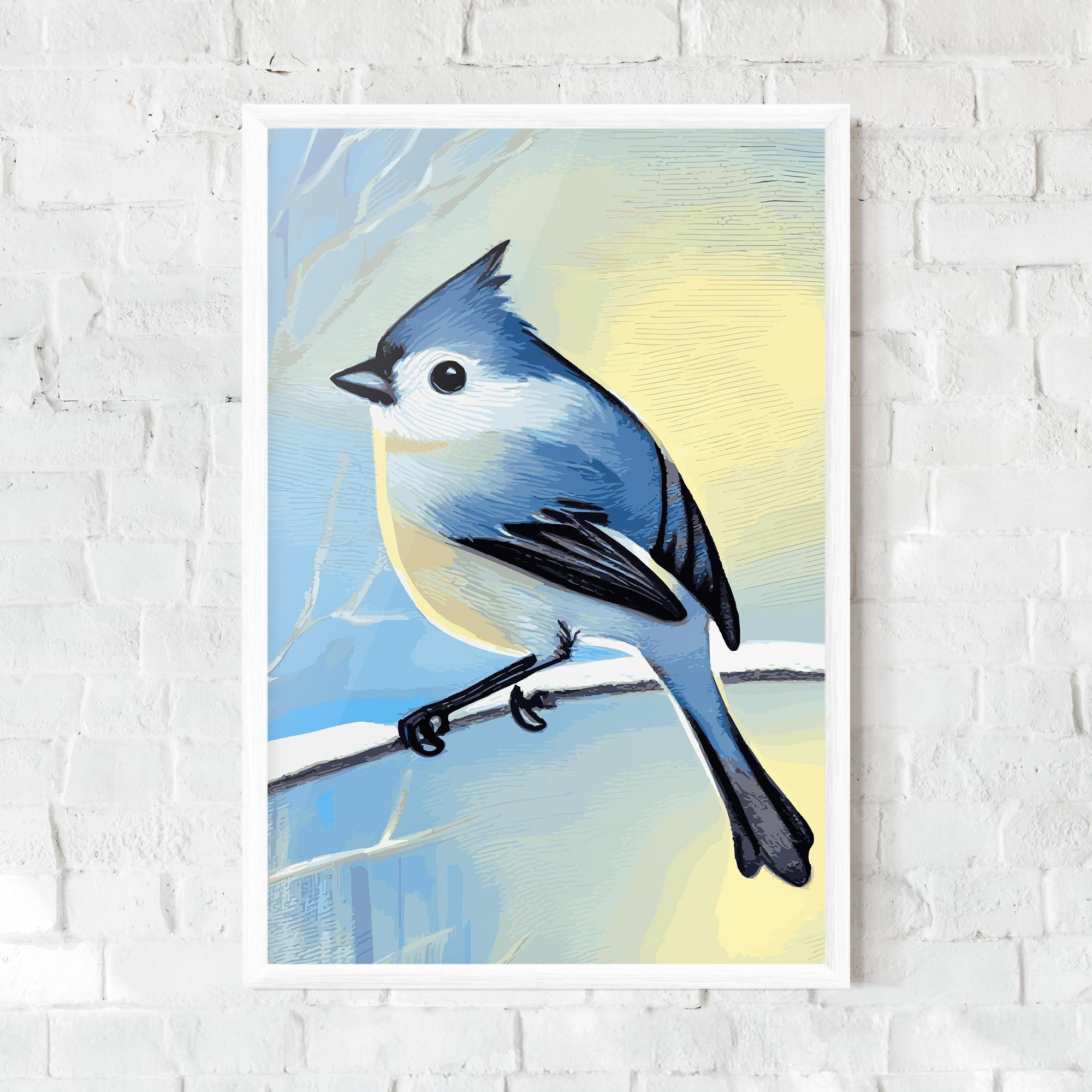 Gerahmte Poster Bird Winter Painting mockup 0