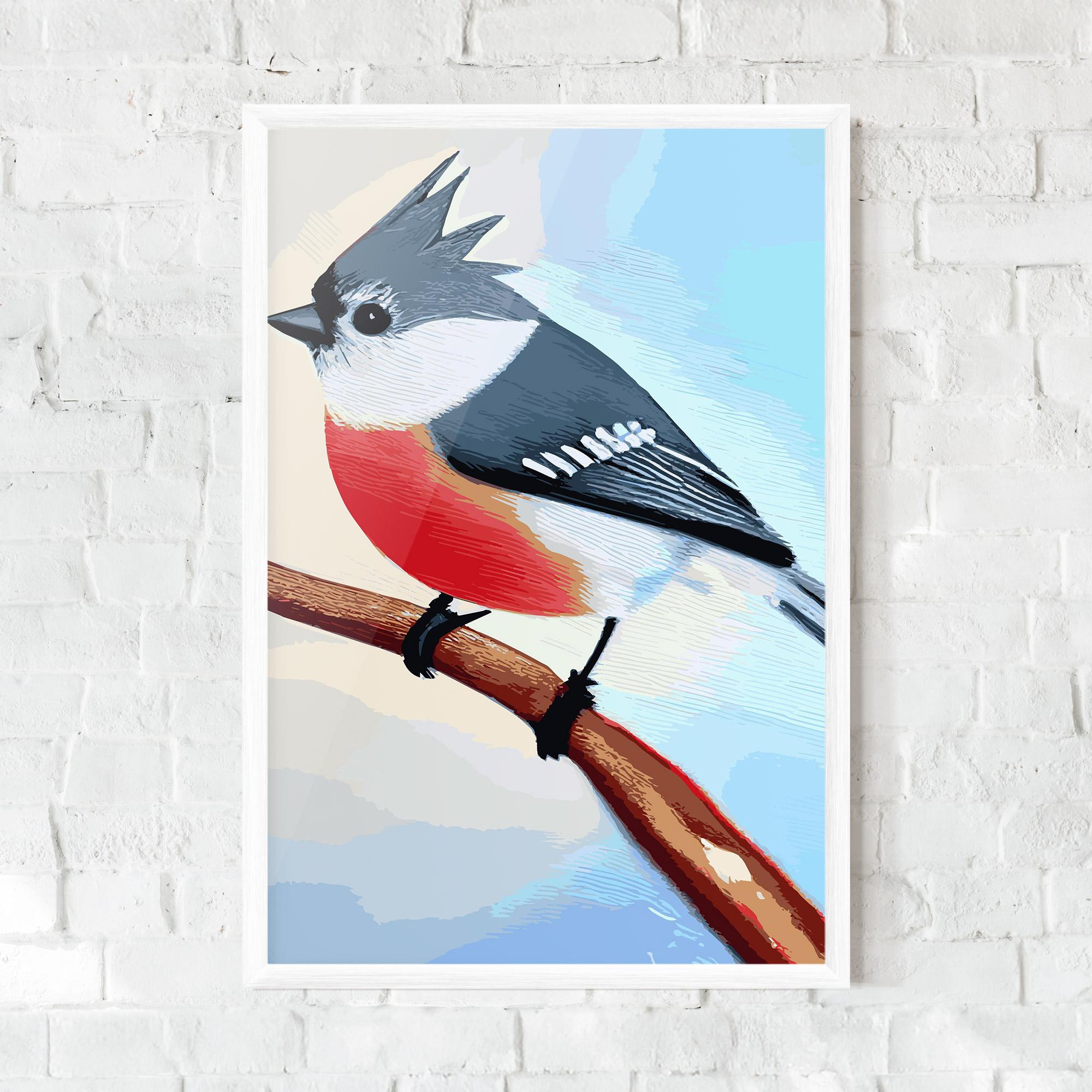 Gerahmte Poster Blue Bird Painting mockup 0