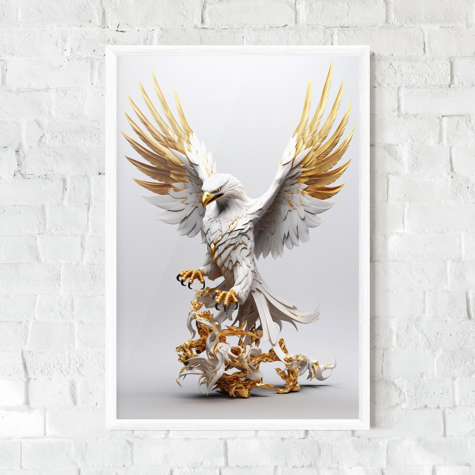 Gerahmte Poster Gold 3d Eagle mockup 0