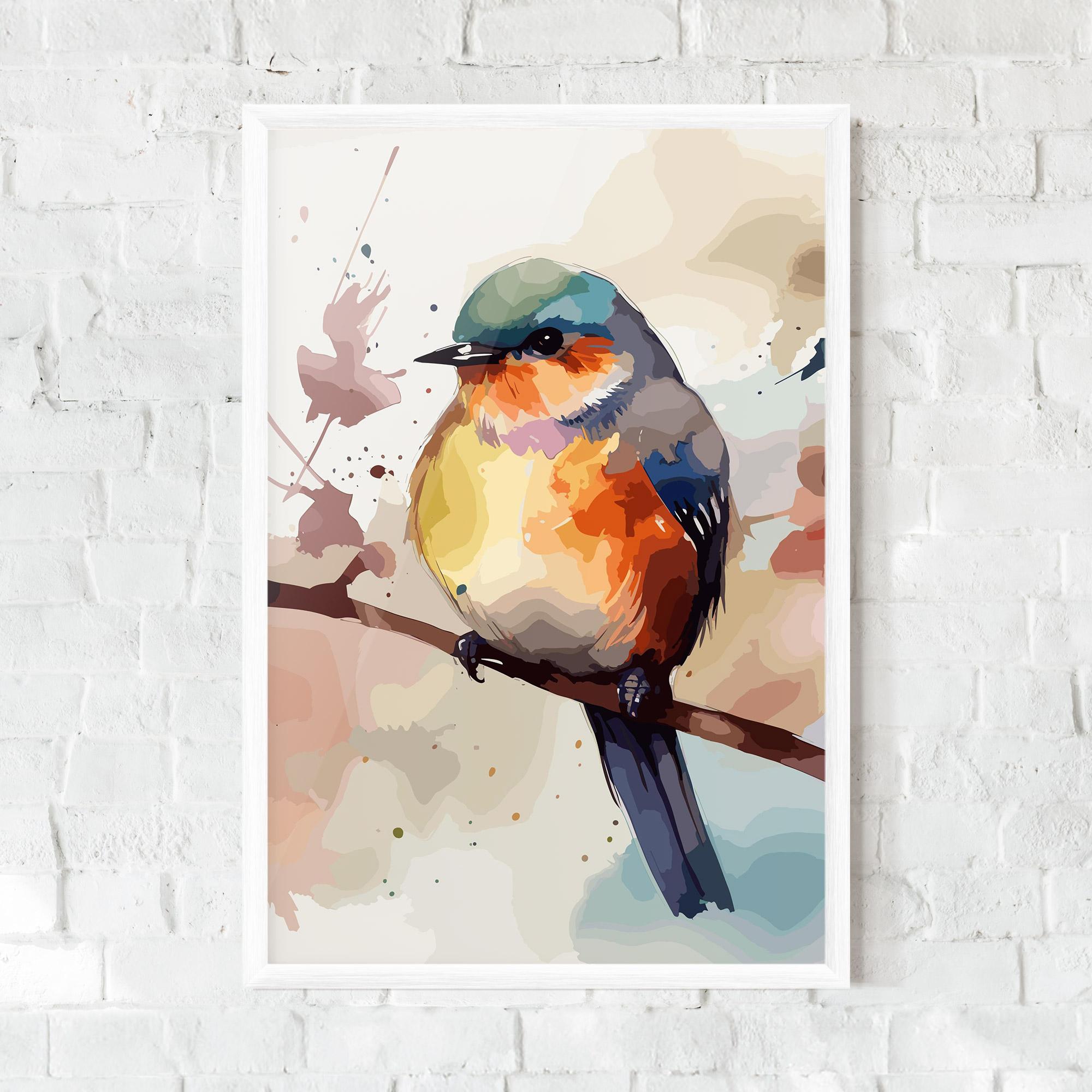 Gerahmte Poster Orange Purple Bird mockup 0