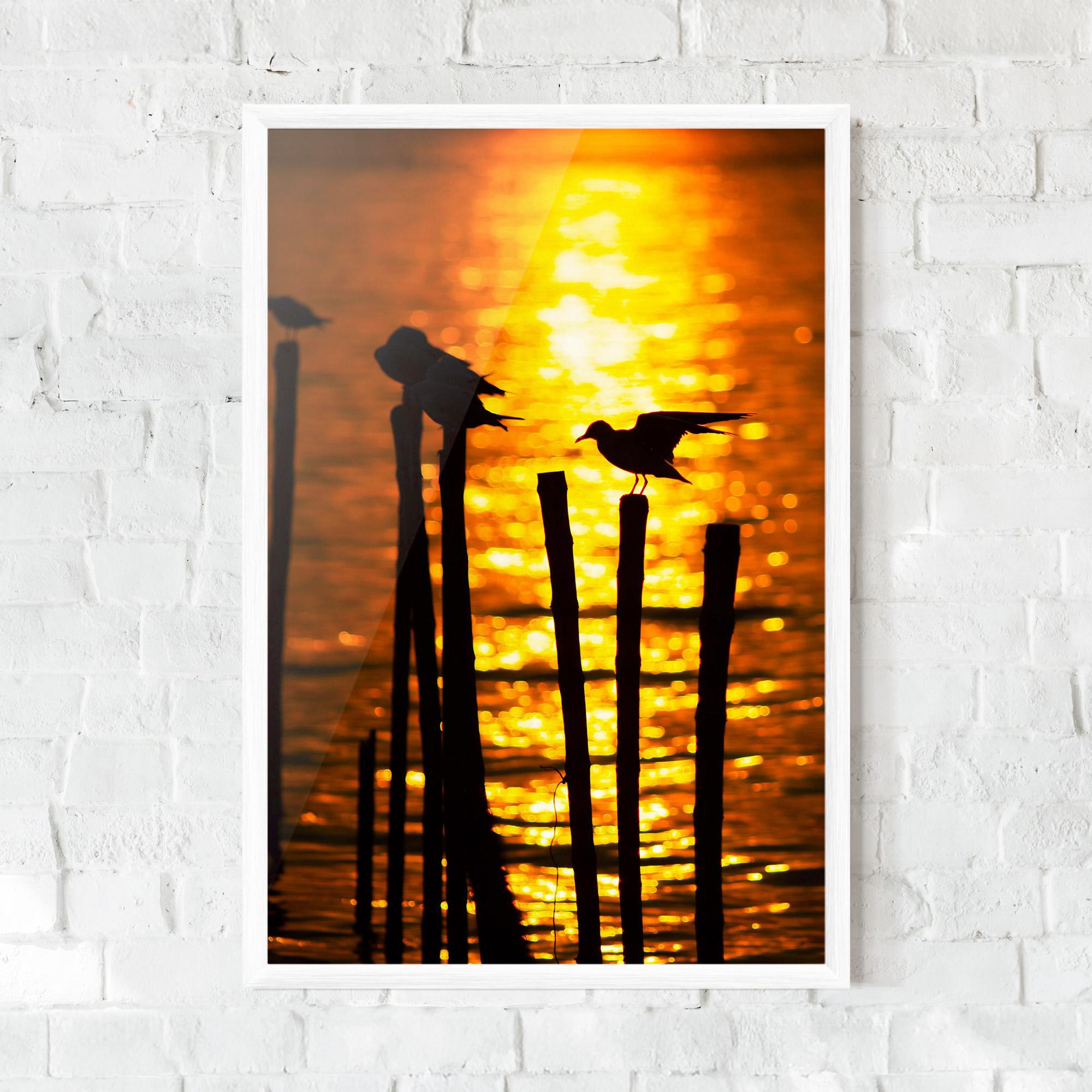 Gerahmte Poster Silhouettes Birds mockup 0