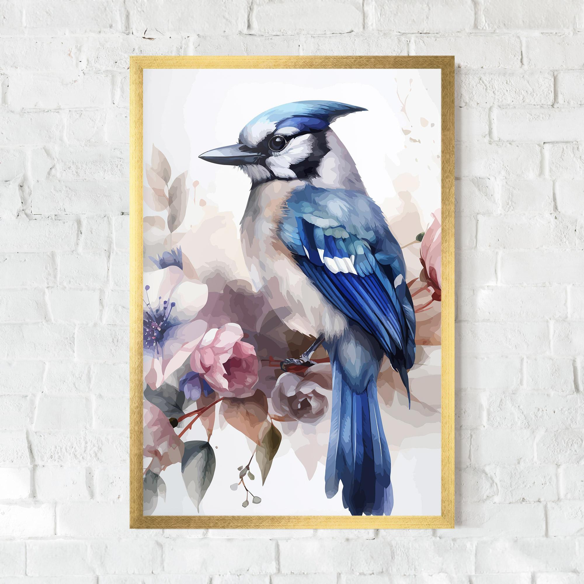 Gerahmte Poster Bird Pretty Blue mockup 0