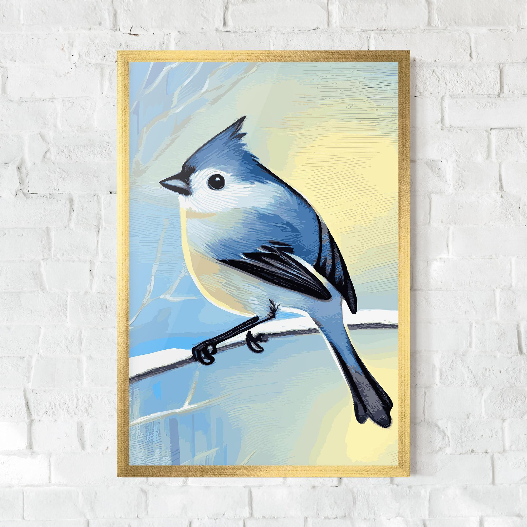 Gerahmte Poster Bird Winter Painting mockup 0