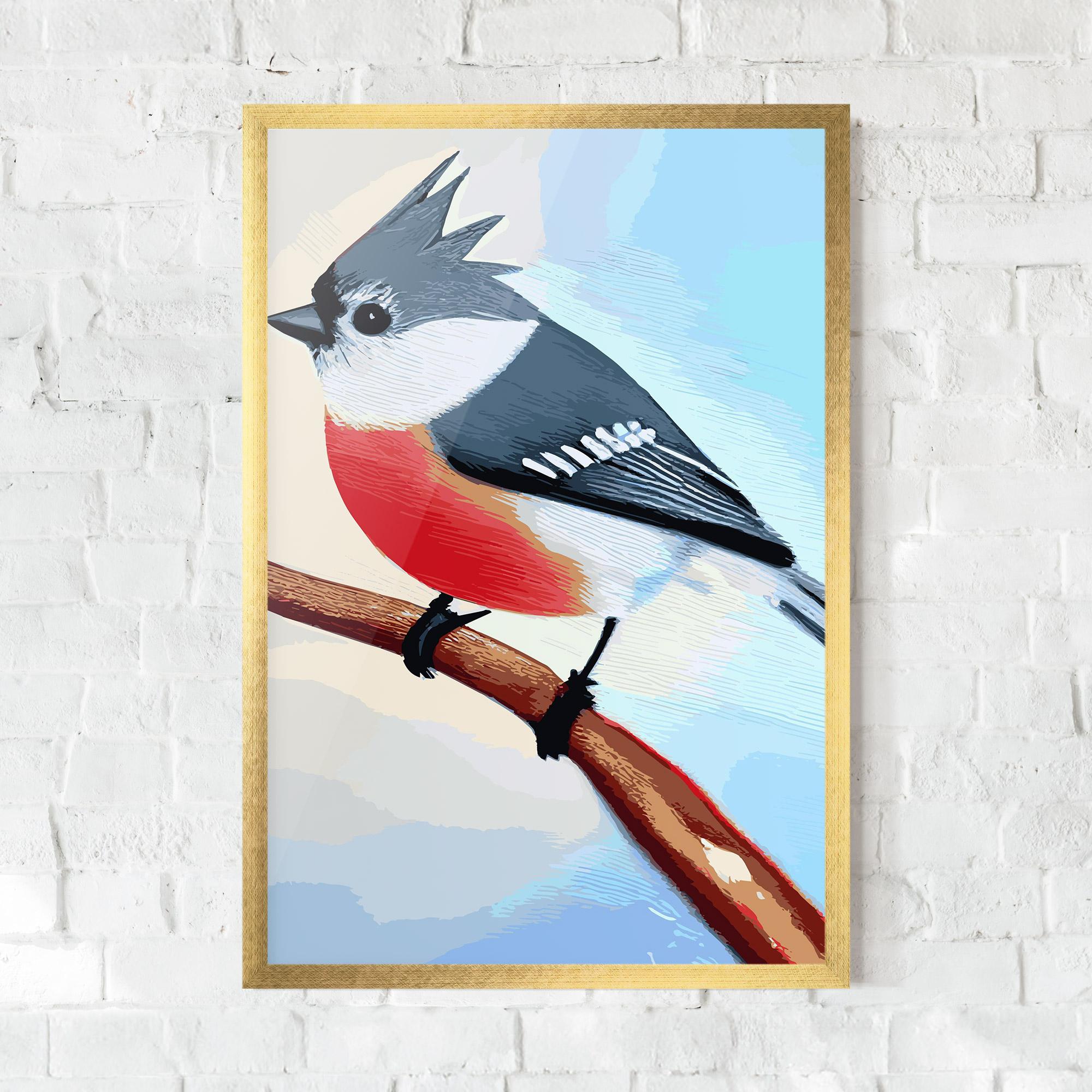 Gerahmte Poster Blue Bird Painting mockup 0