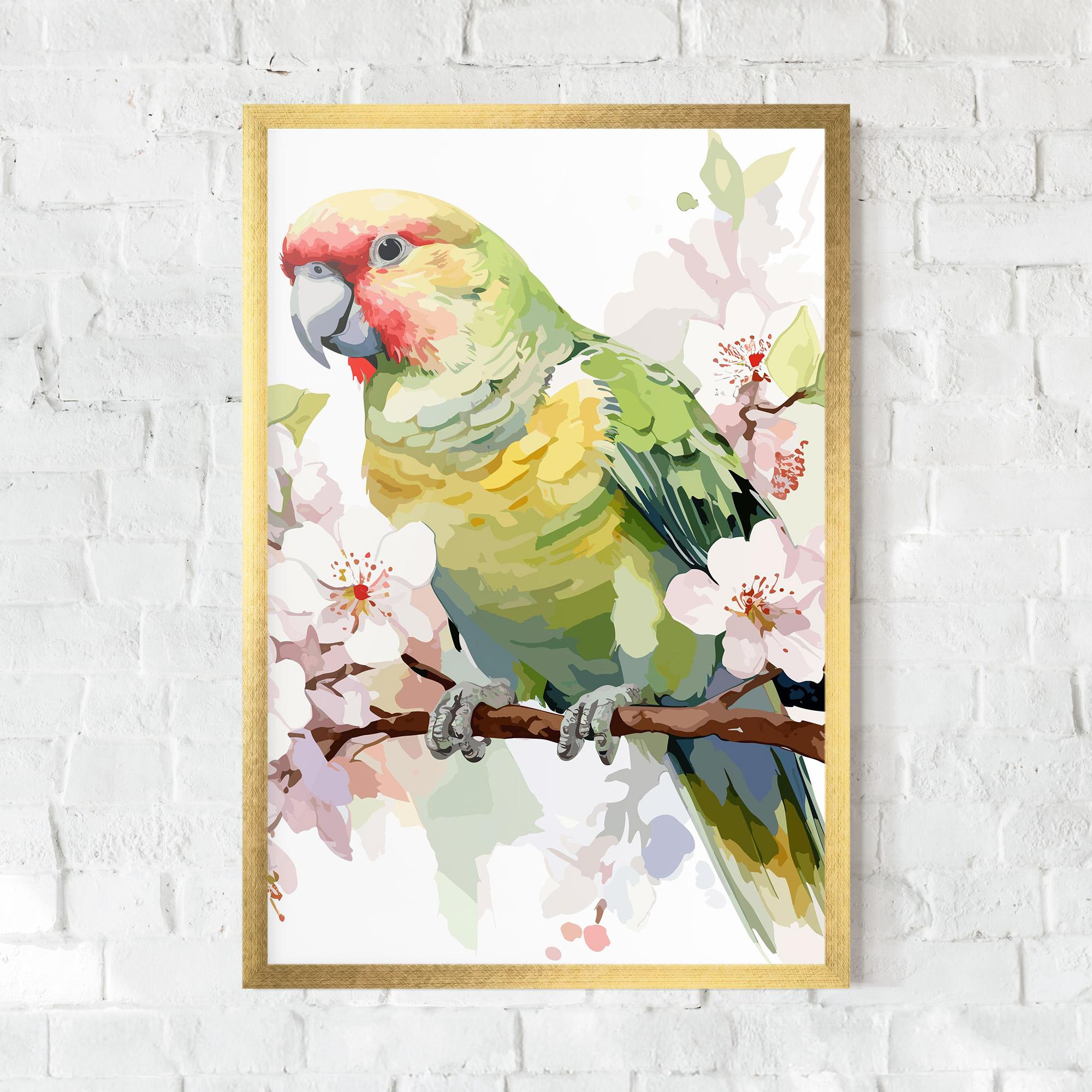 Gerahmte Poster Cute Green Parrot mockup 0