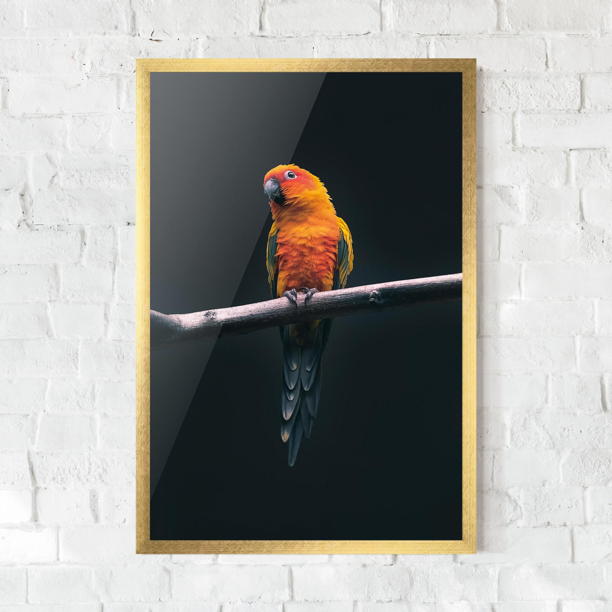 Gerahmte Poster Fire Parrot mockup 0