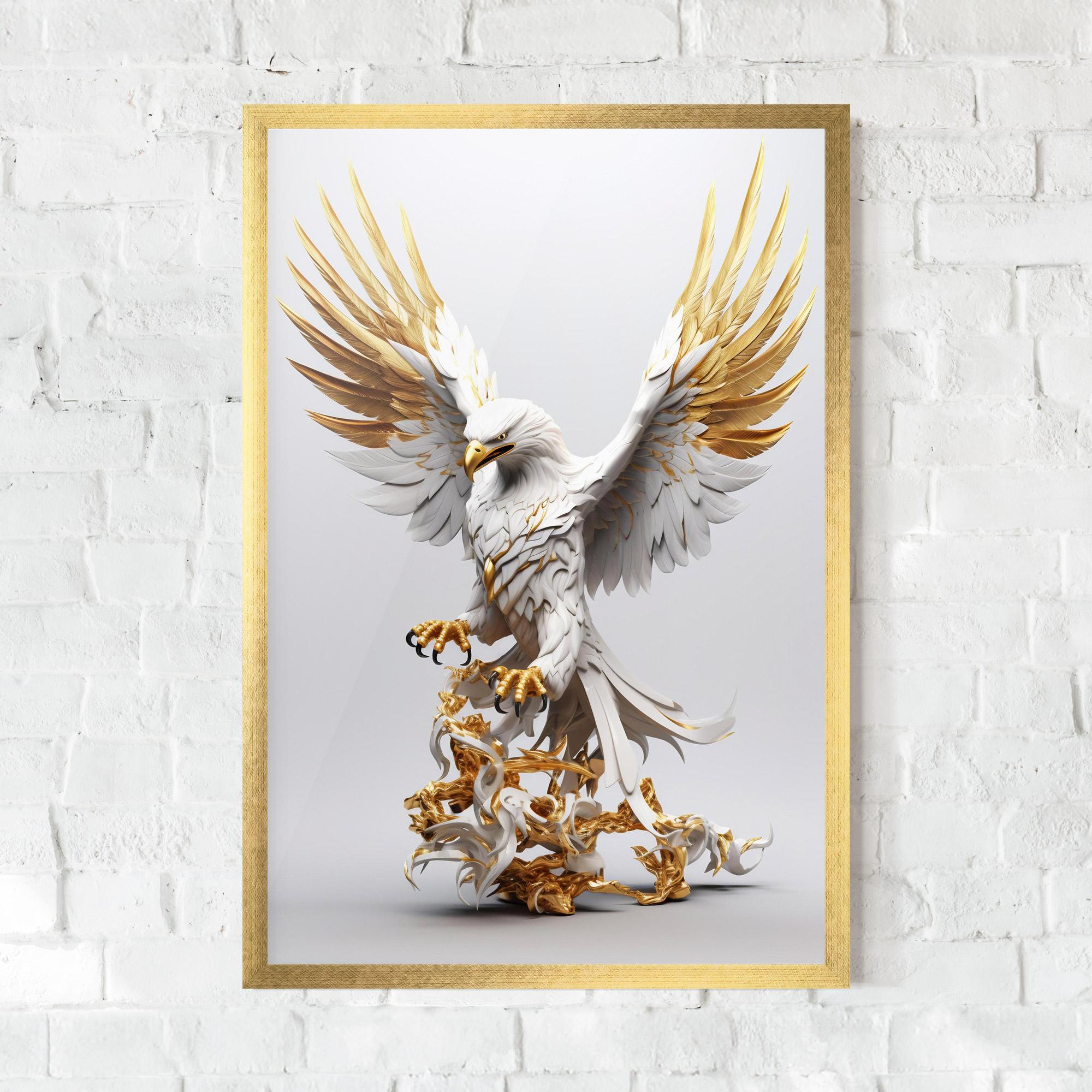 Gerahmte Poster Gold 3d Eagle mockup 0