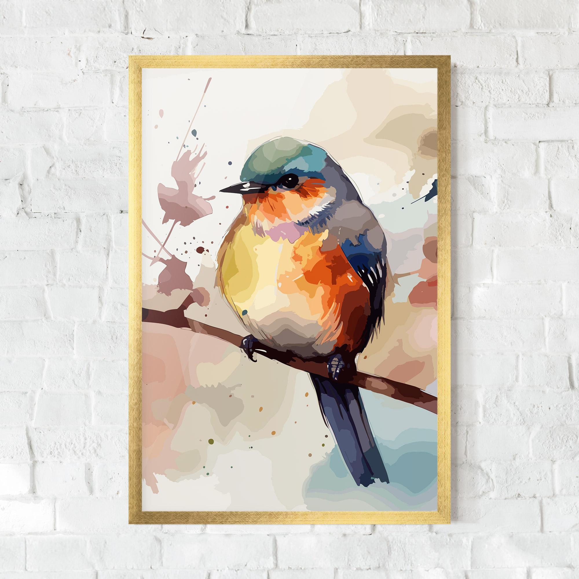 Gerahmte Poster Orange Purple Bird mockup 0