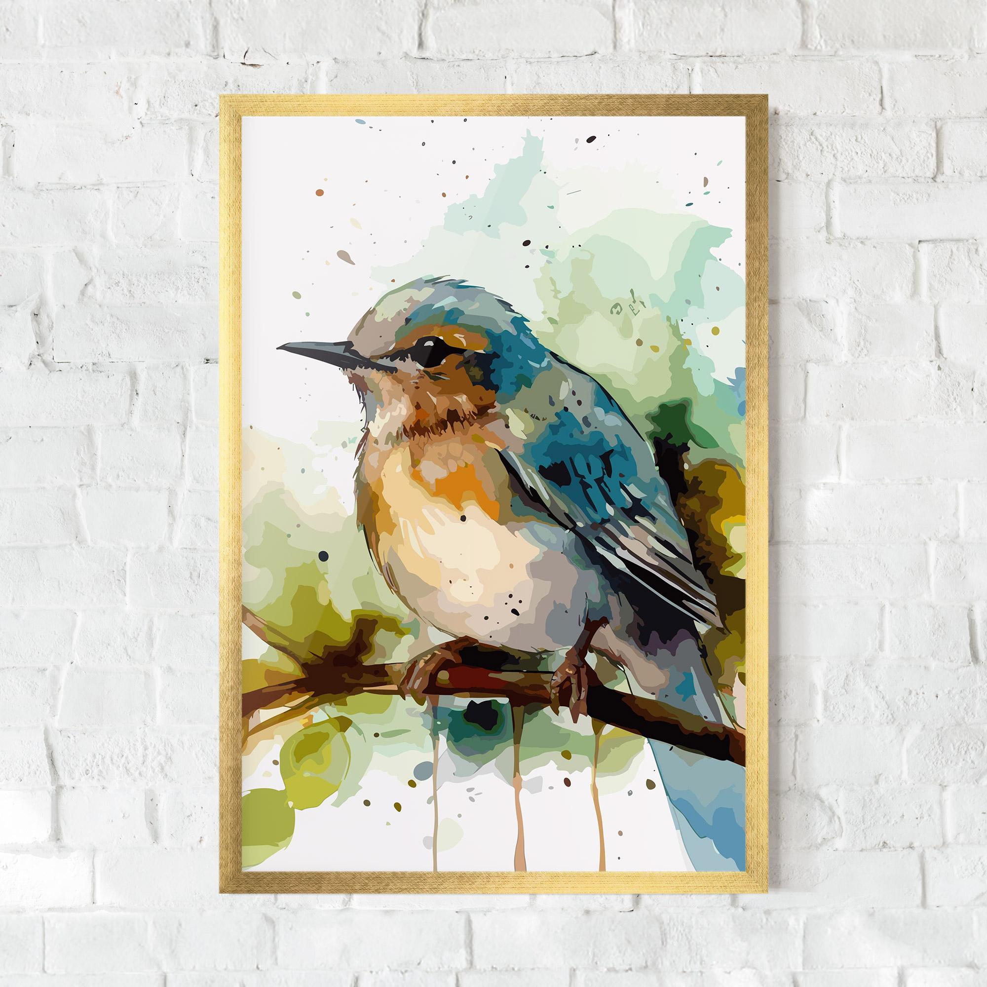 Gerahmte Poster Pretty Blue Bird mockup 0