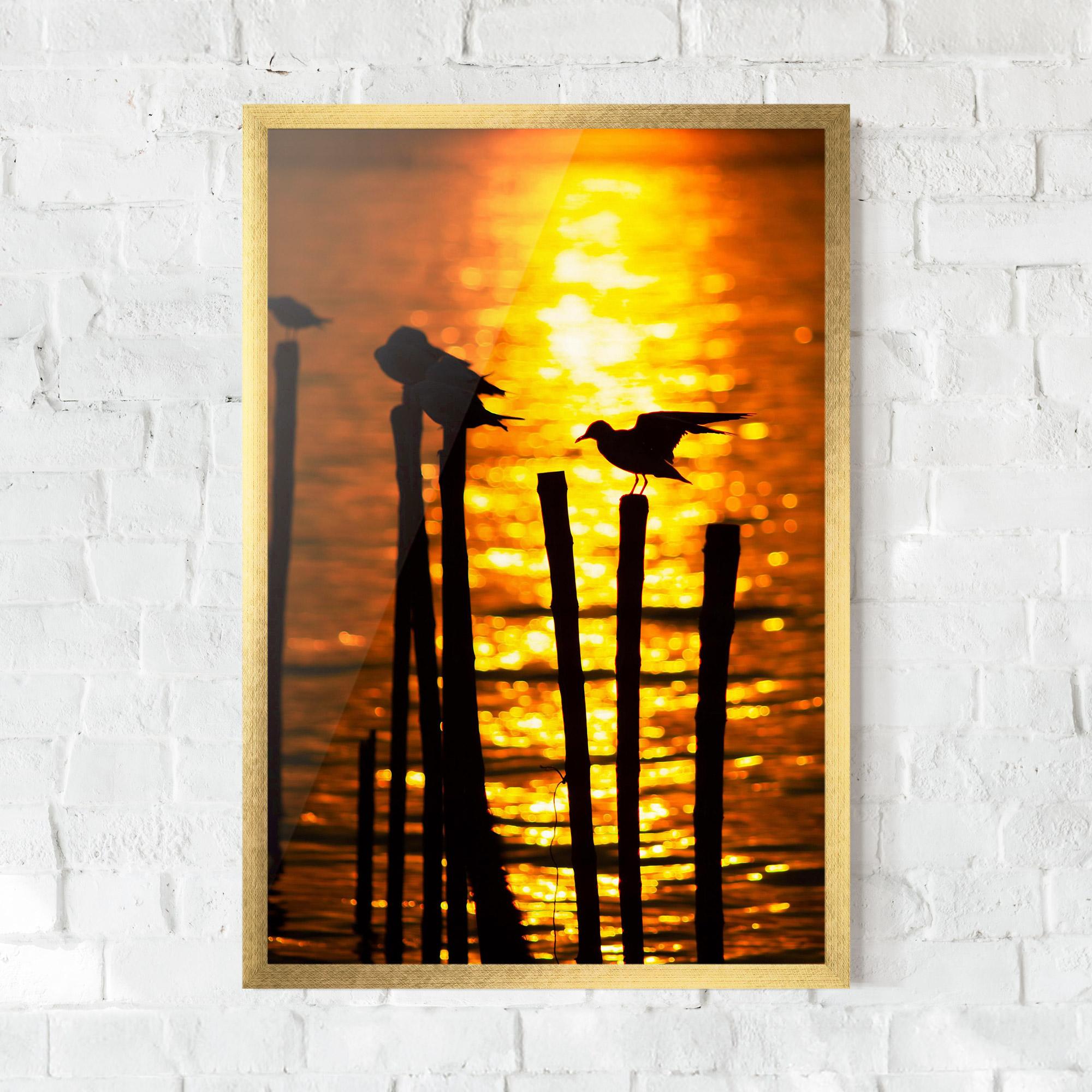 Gerahmte Poster Silhouettes Birds mockup 0