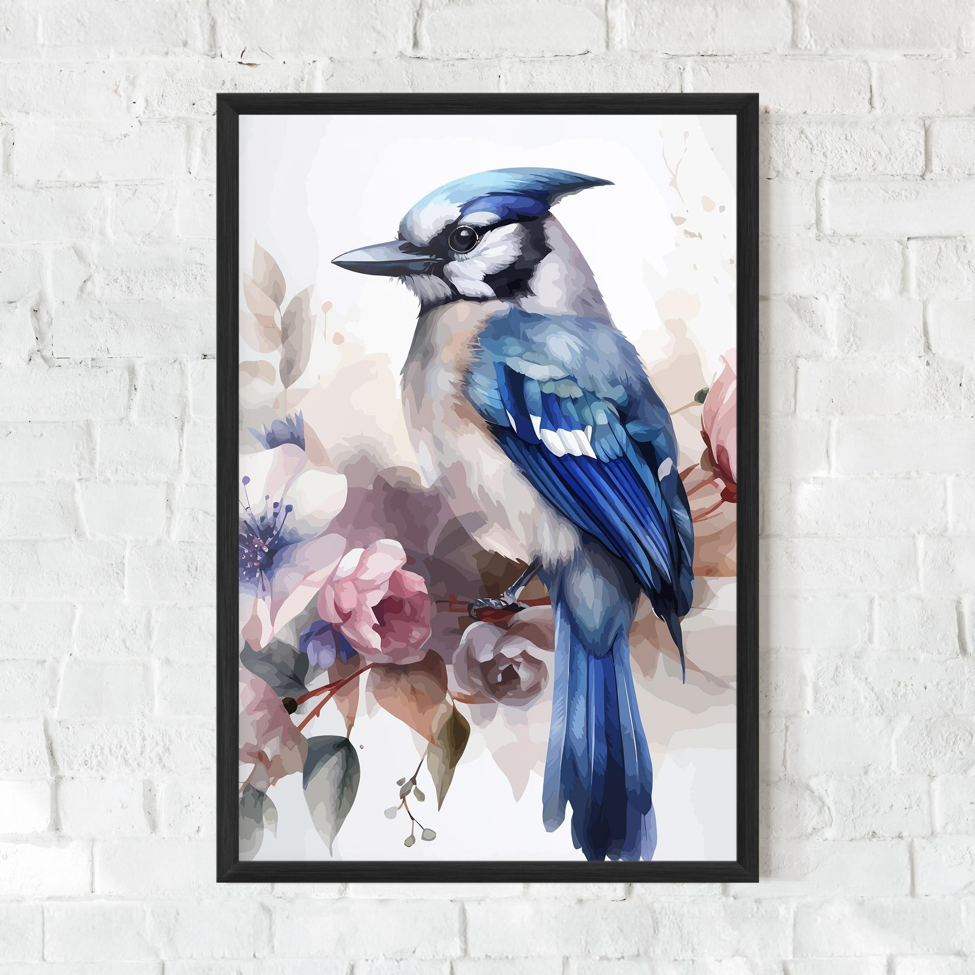 Gerahmte Poster Bird Pretty Blue mockup 0