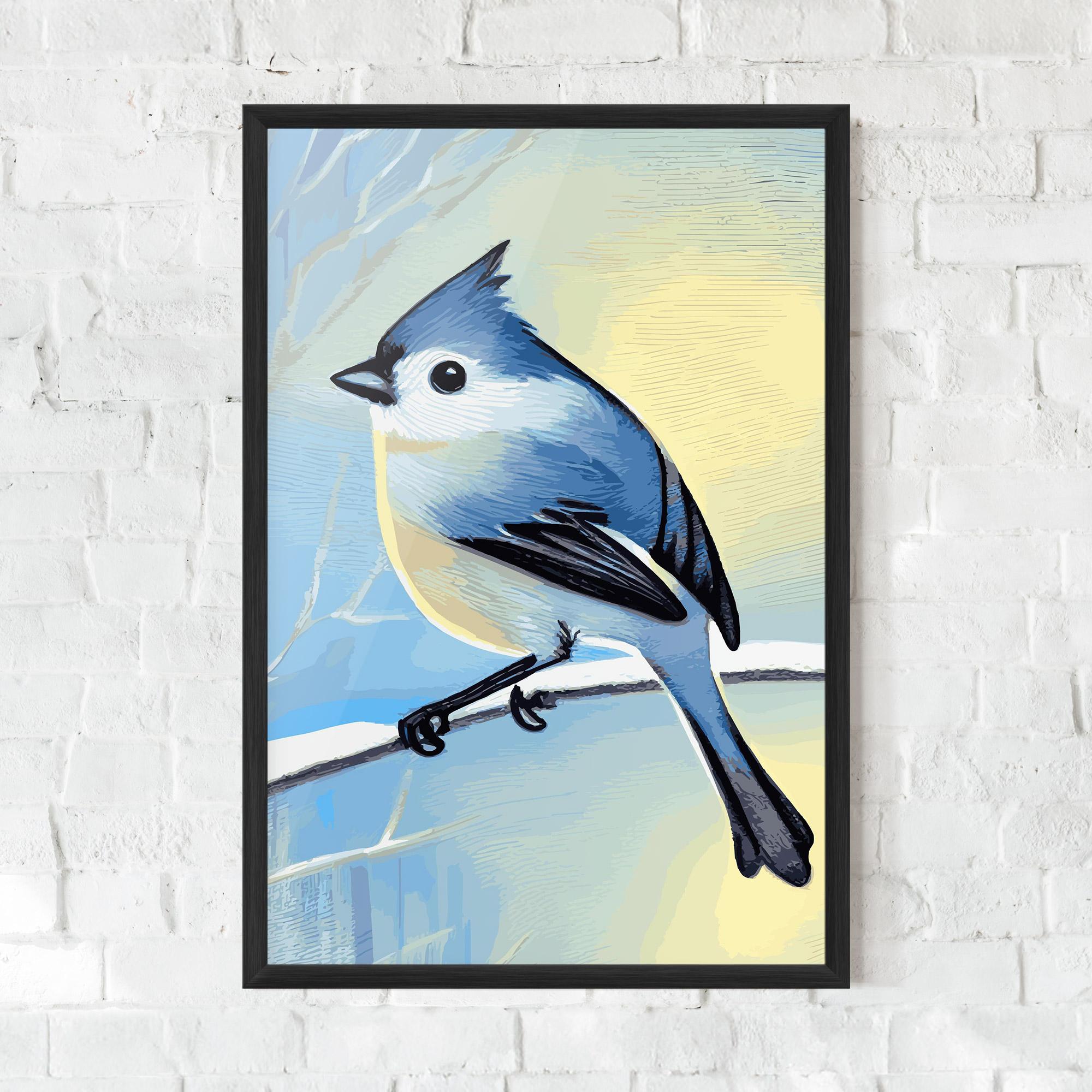 Gerahmte Poster Bird Winter Painting mockup 0