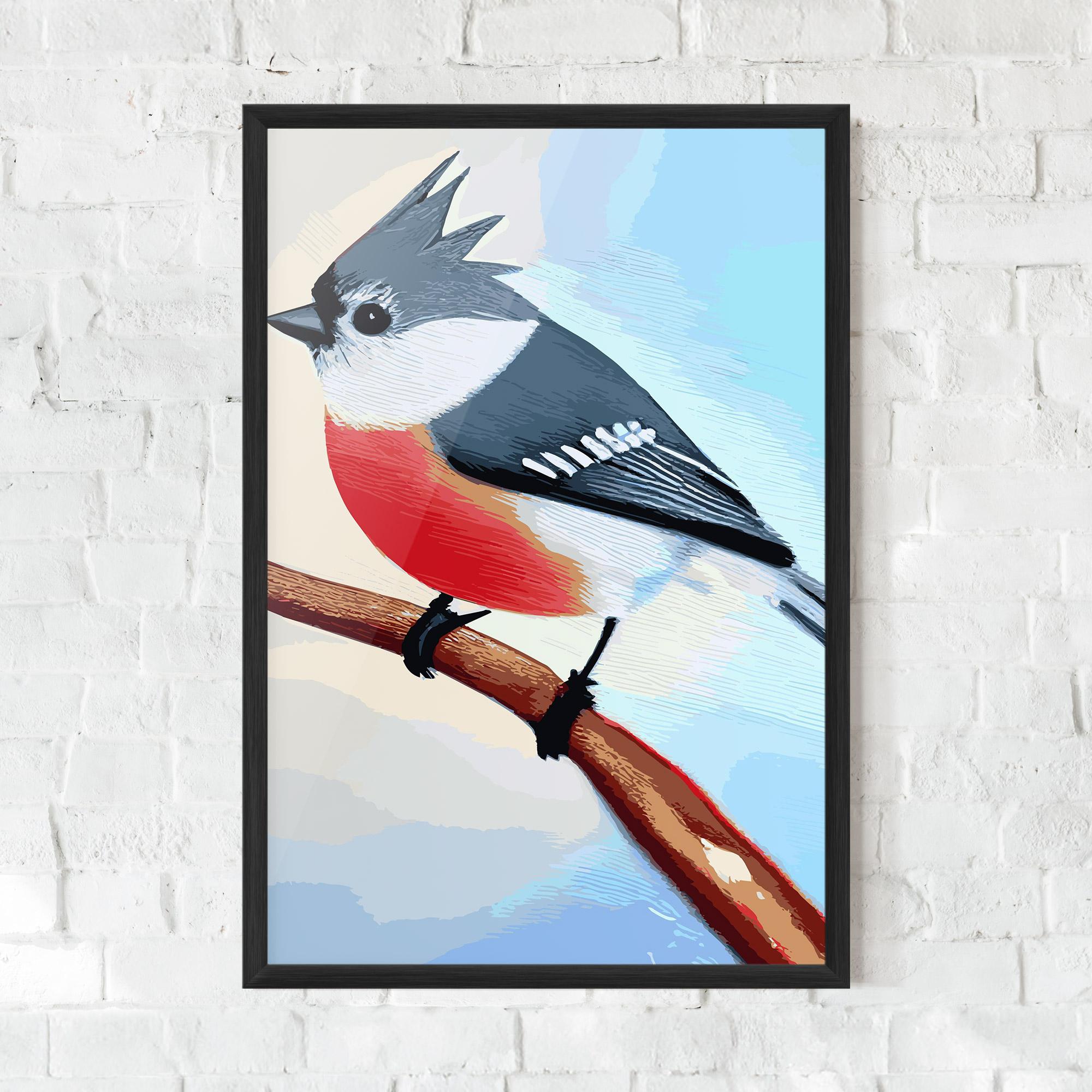 Gerahmte Poster Blue Bird Painting mockup 0