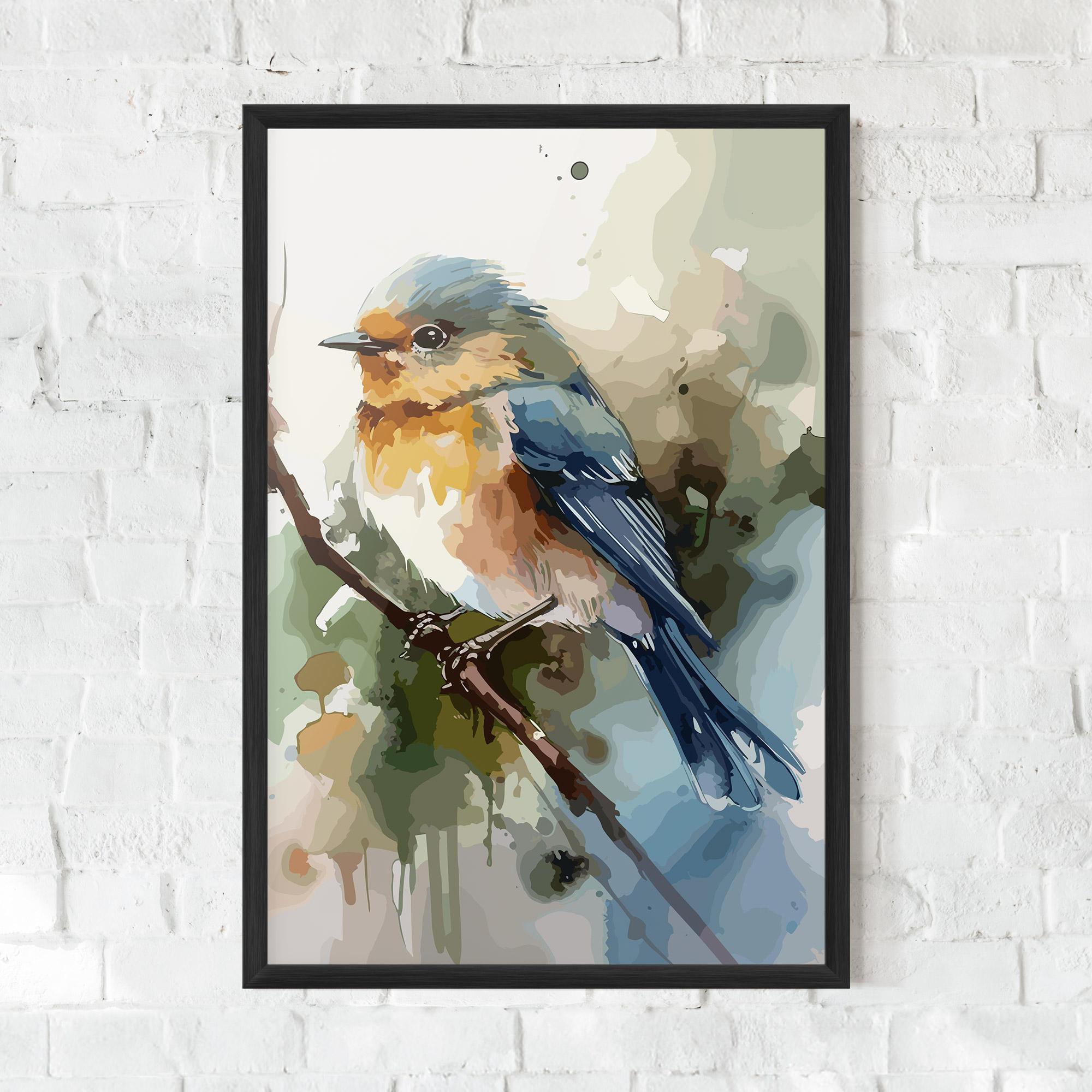 Gerahmte Poster Blue Pretty Bird mockup 0